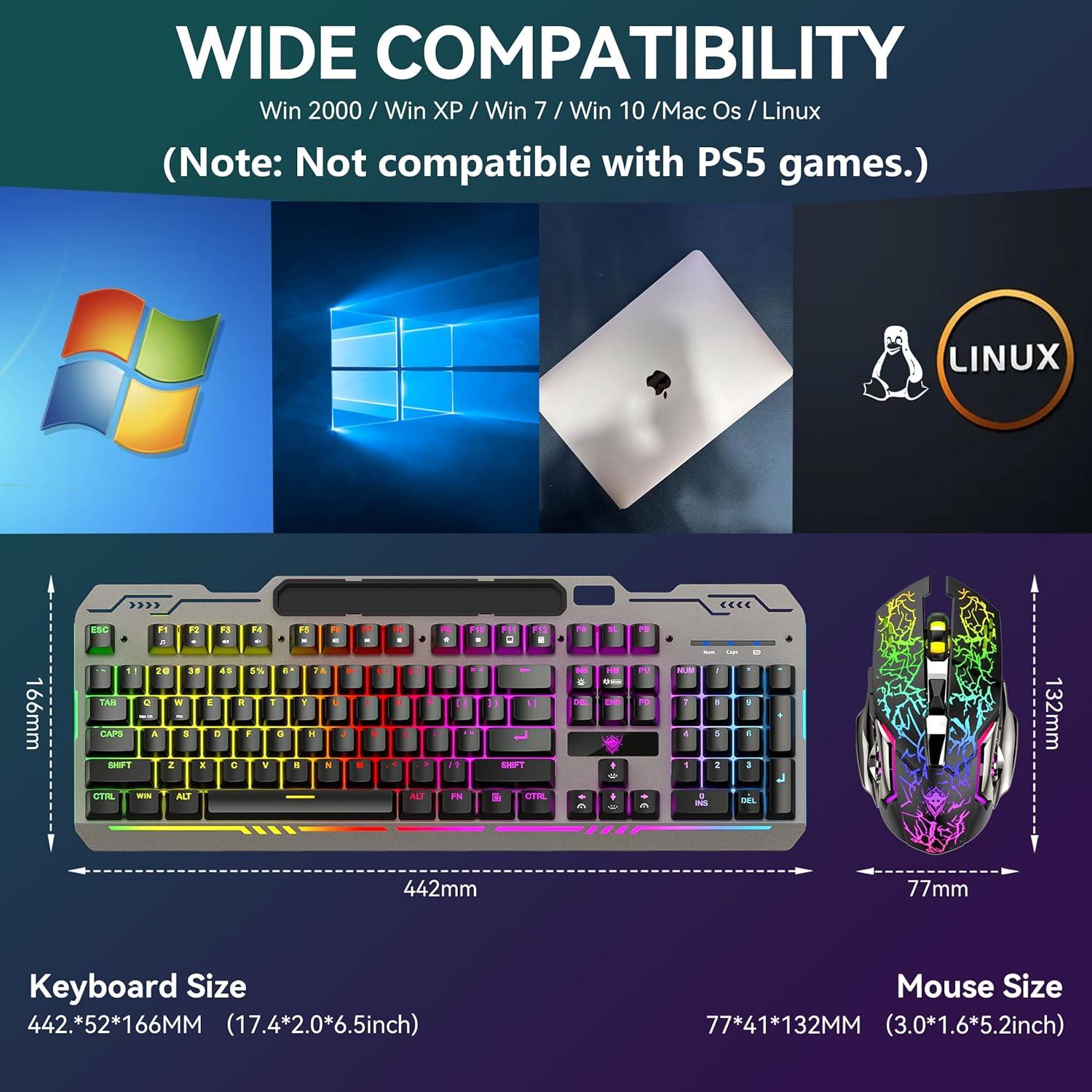 Combo Teclado y Ratón Inalámbricos XISOGUU 853B RGB 2000mAh