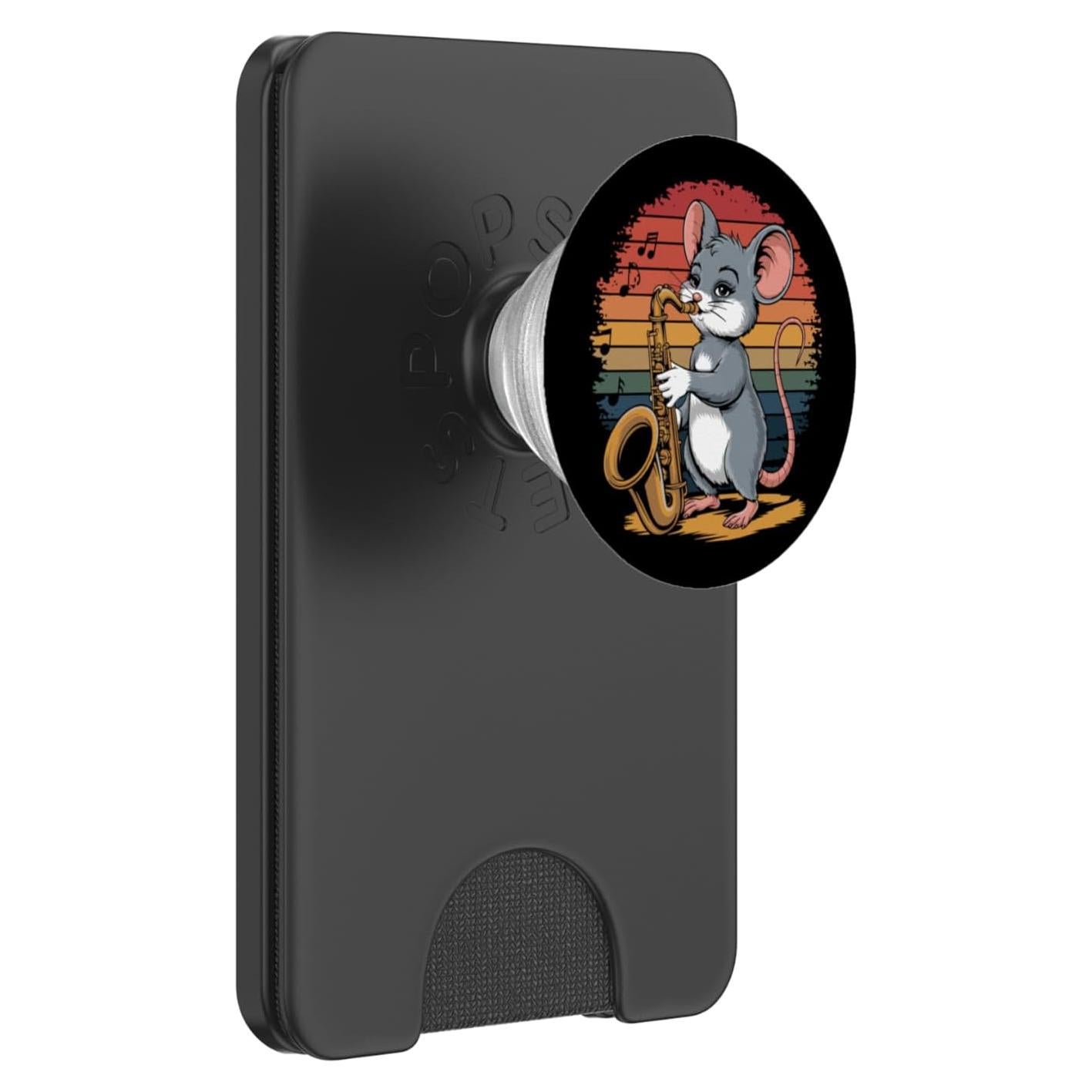 PopWallet Magnético PopSockets Ratón Saxofón Negro