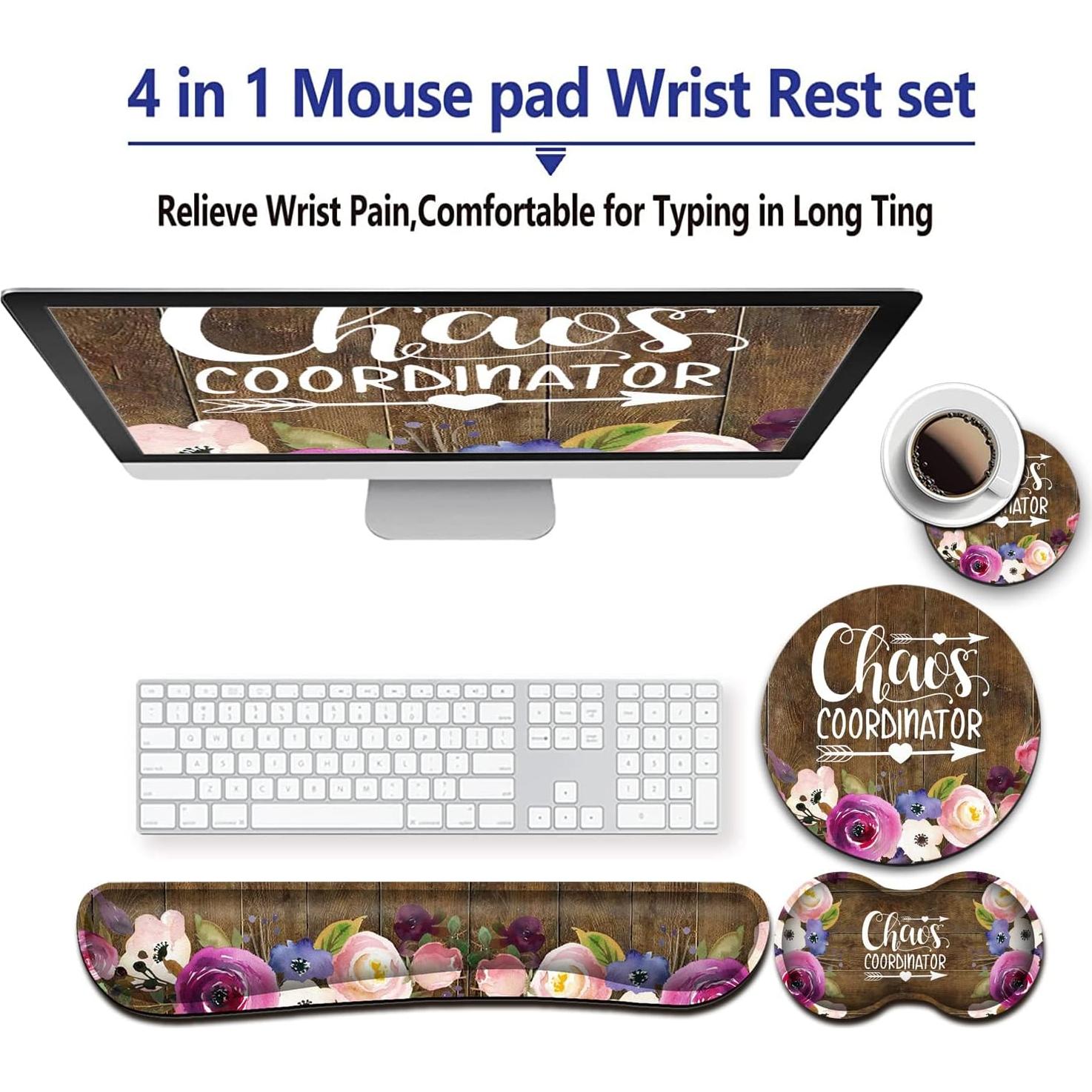 Alfombrilla de Ratón Ergonómica Floral con Reposamuñecas JVGFYNKL