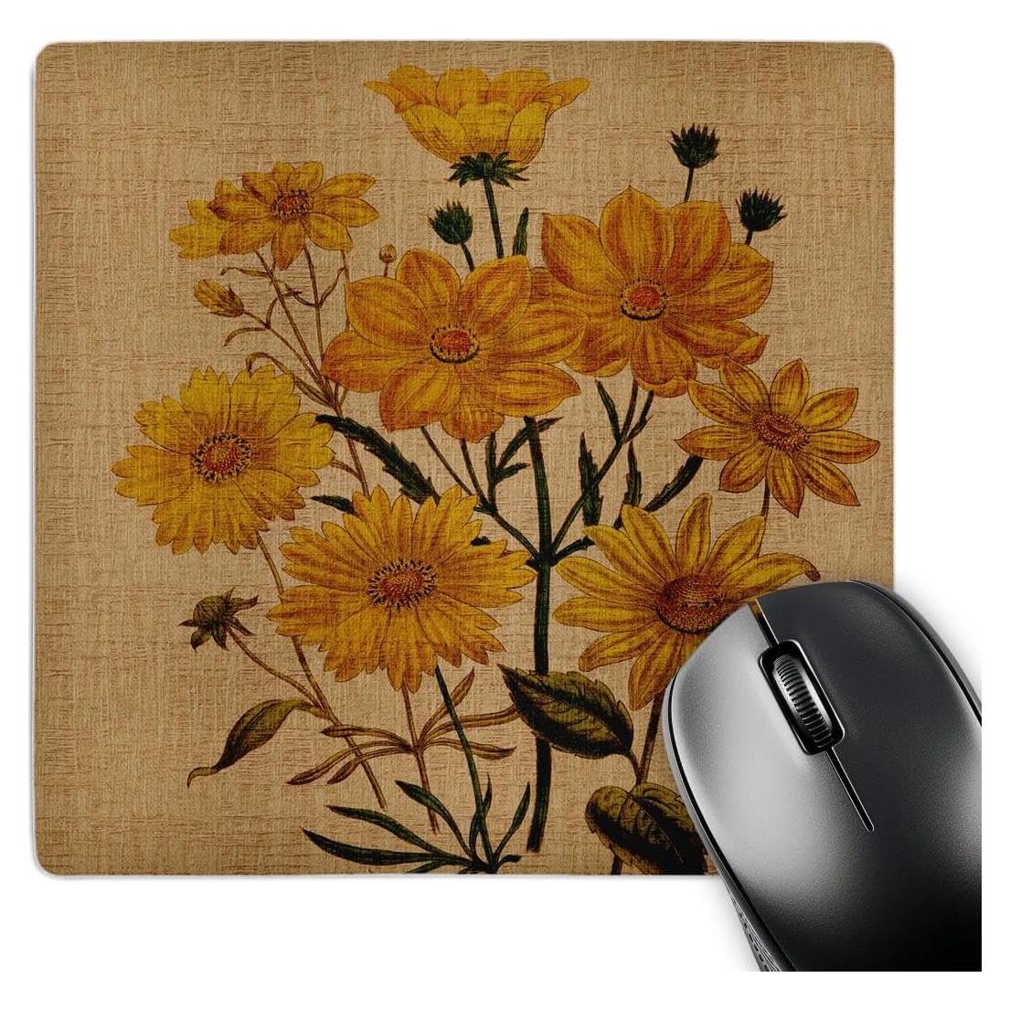 Alfombrilla de Ratón 3dRose Flores Amarillas 20.32x20.32 cm