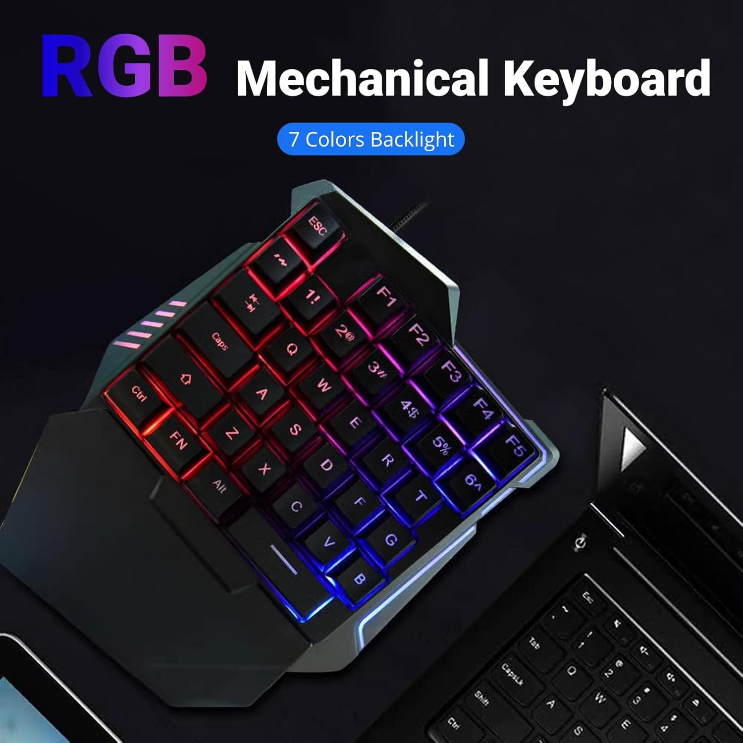 Teclado Gaming Ergonómico Yunseity G7 35 Teclas RGB USB