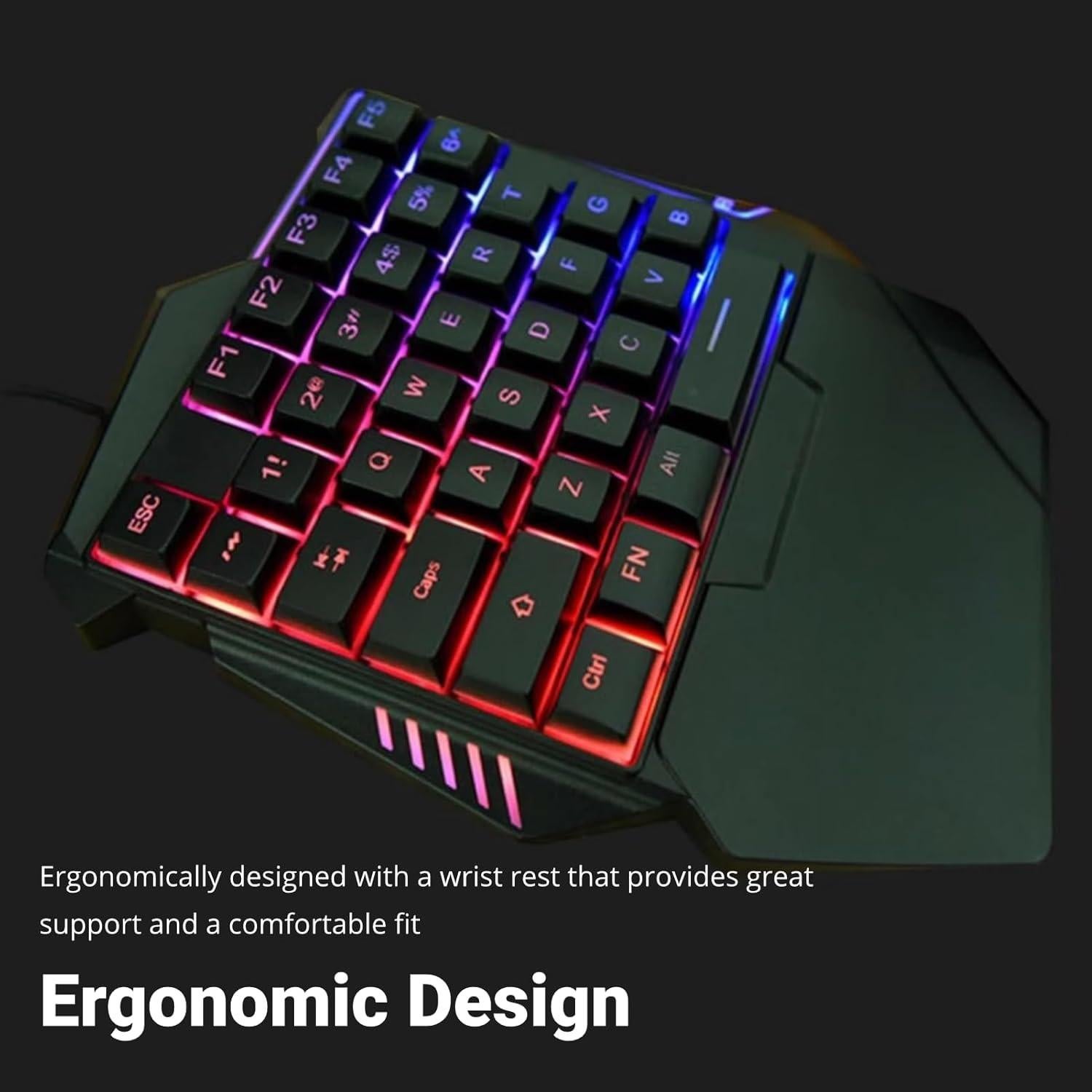 Teclado Gaming Ergonómico Yunseity G7 35 Teclas RGB USB