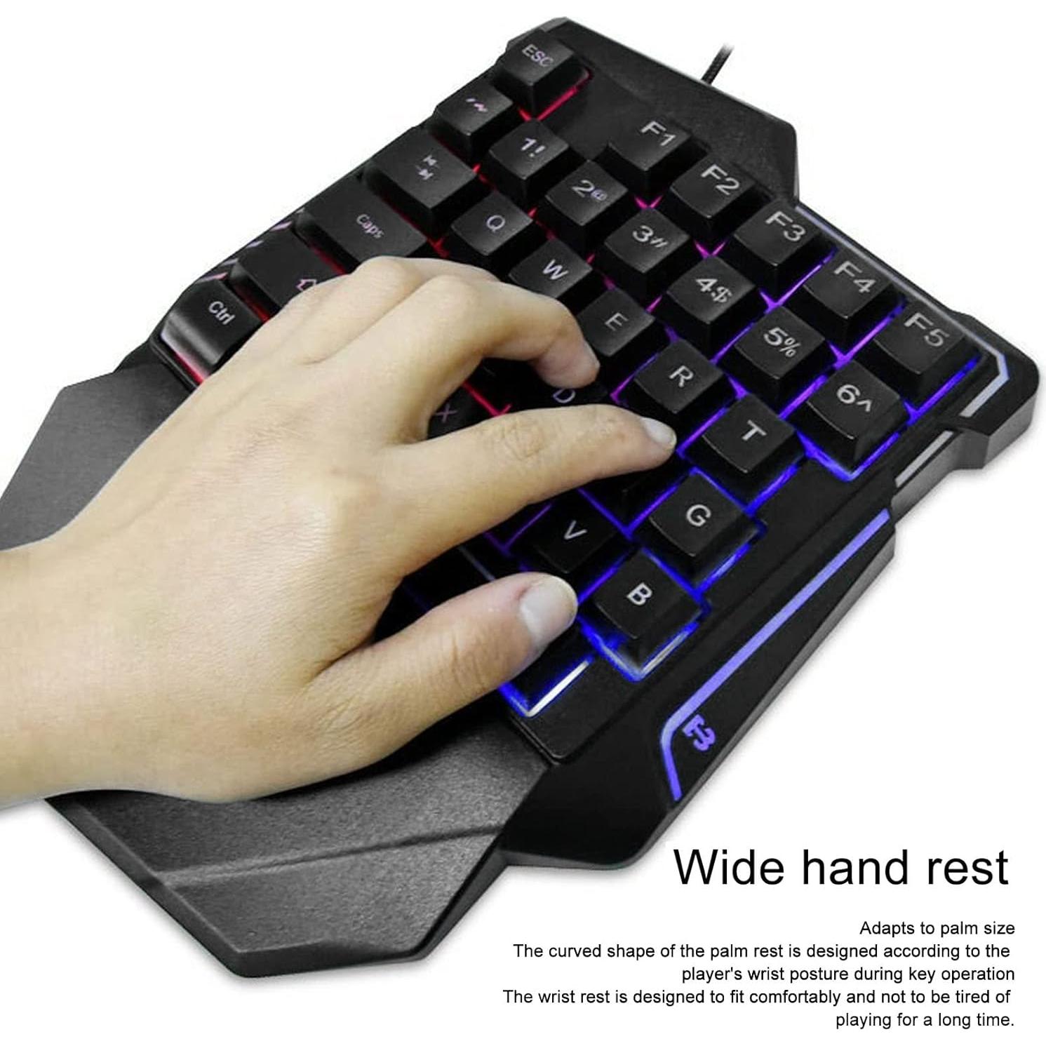 Teclado Gaming Ergonómico Yunseity G7 35 Teclas RGB USB