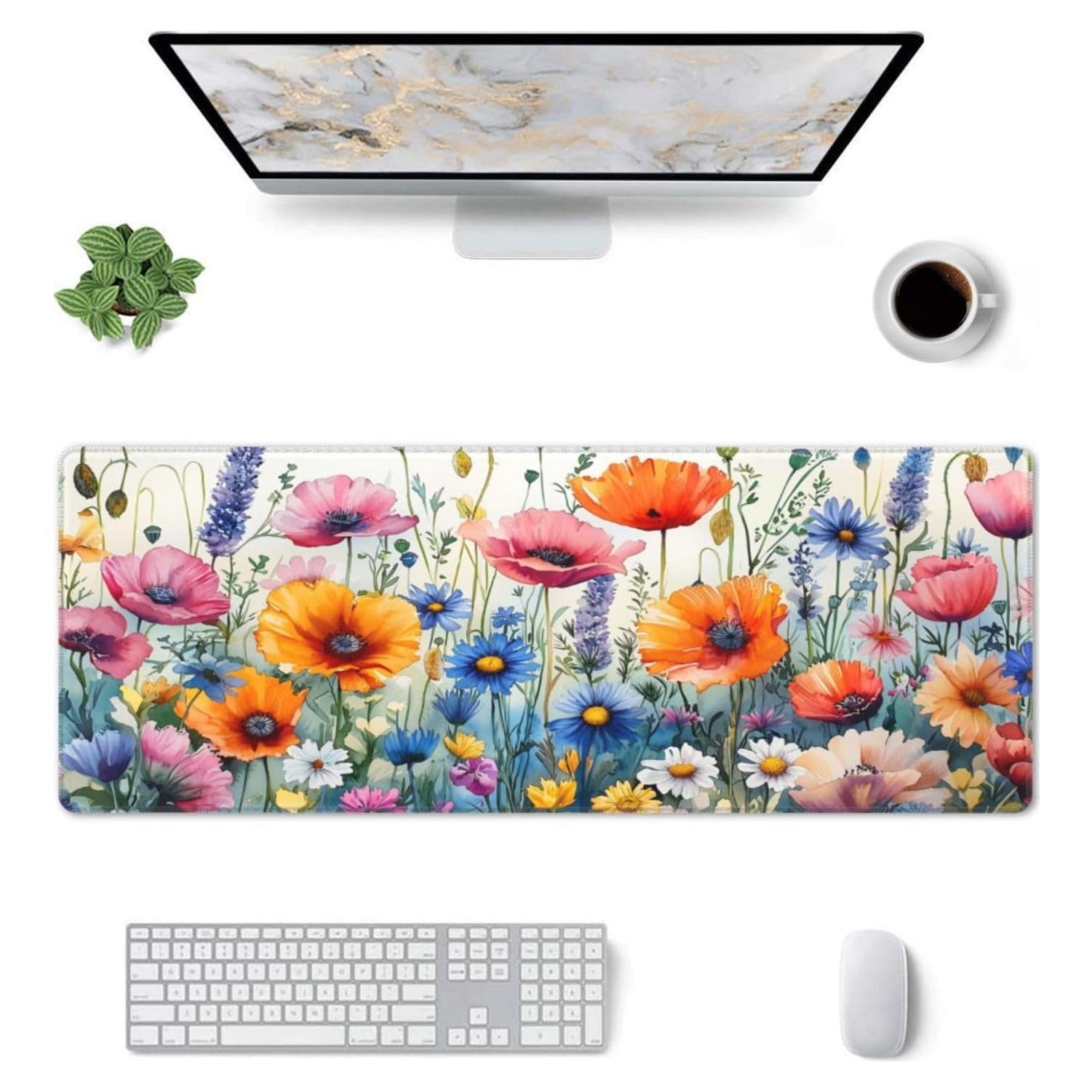 Alfombrilla de Ratón Grande Terxgrl Floral 80x30cm Antideslizante