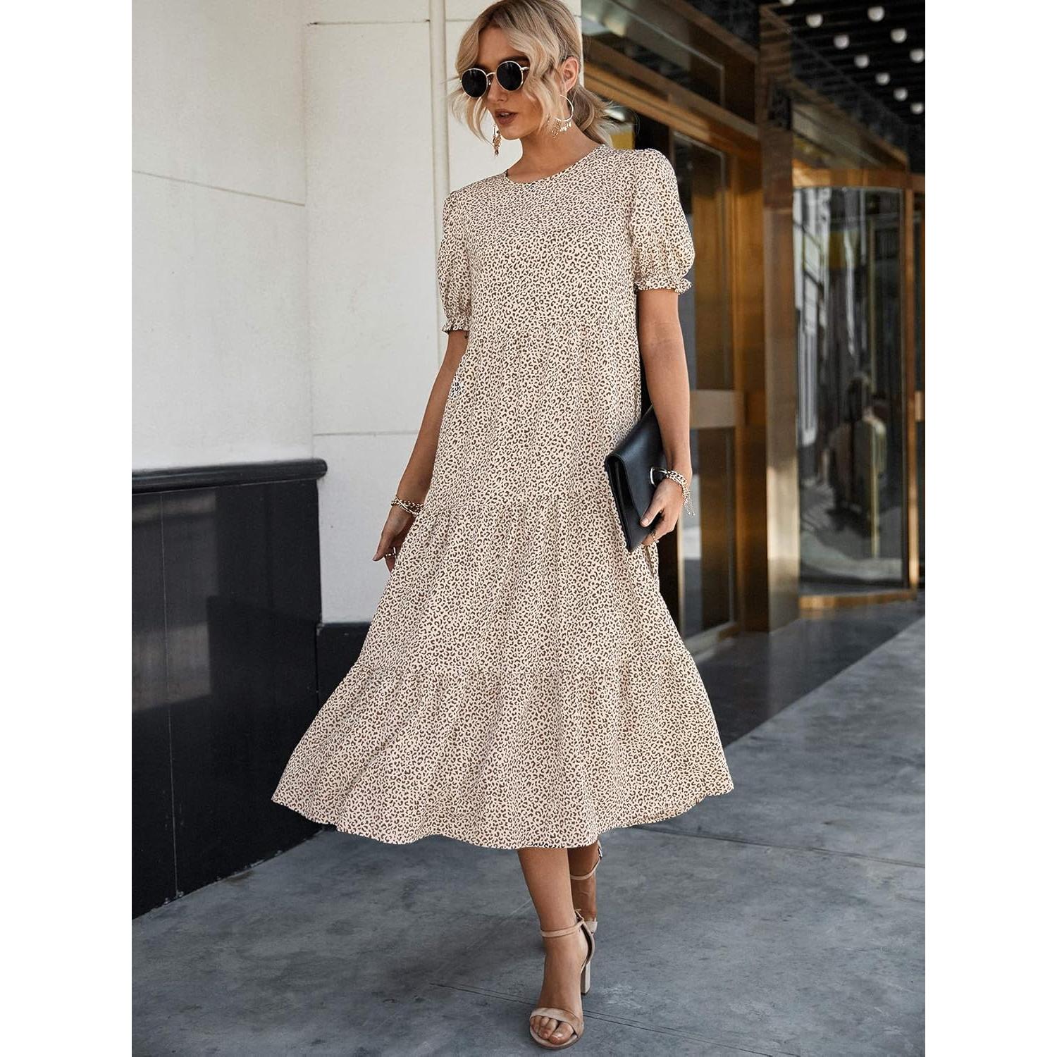 Vestido Bohemio Floral Midi PRETTYGARDEN para Mujeres