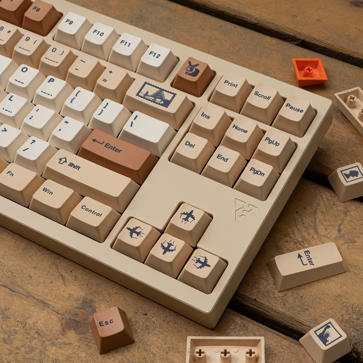 Juego de Teclas PBT Mintcaps 143 Teclas Perfil Cherry Beige