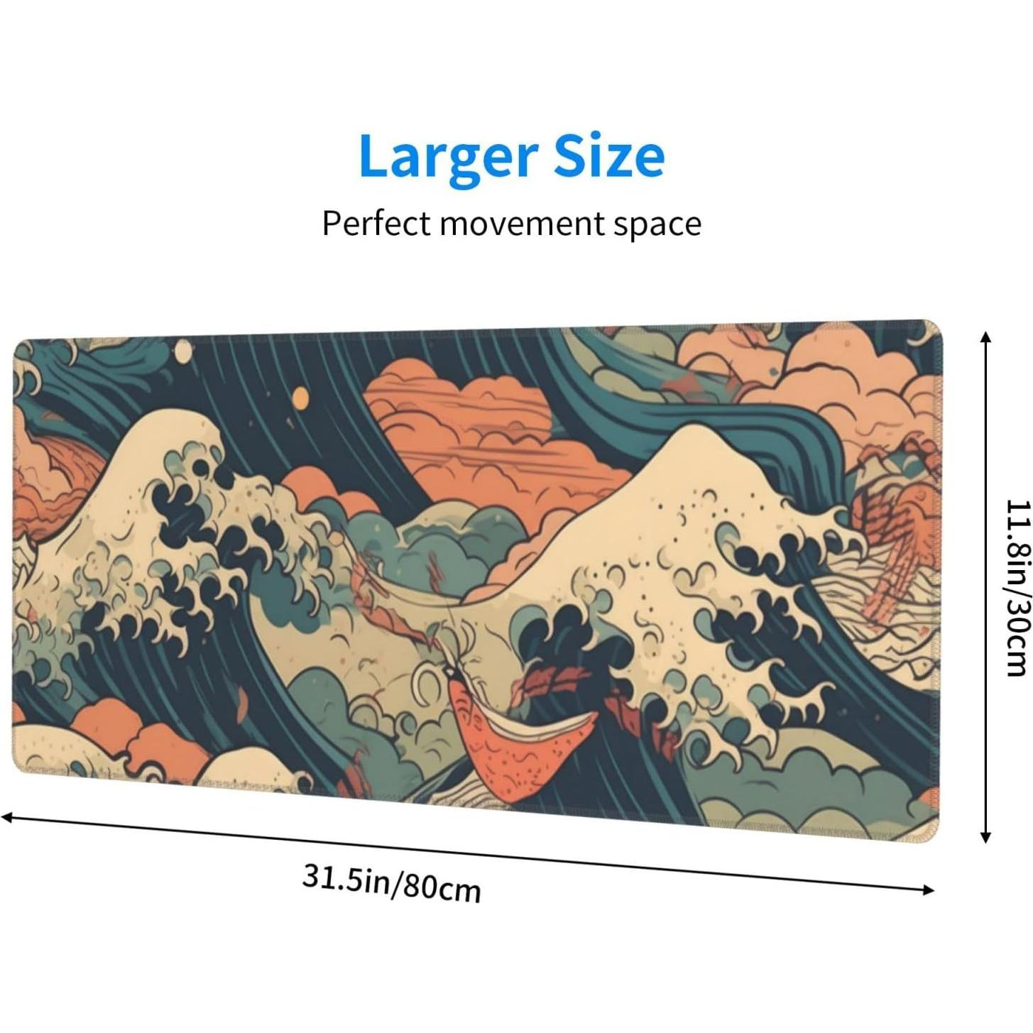 Alfombrilla de Ratón Wallacely XL Ola Japonesa Antideslizante