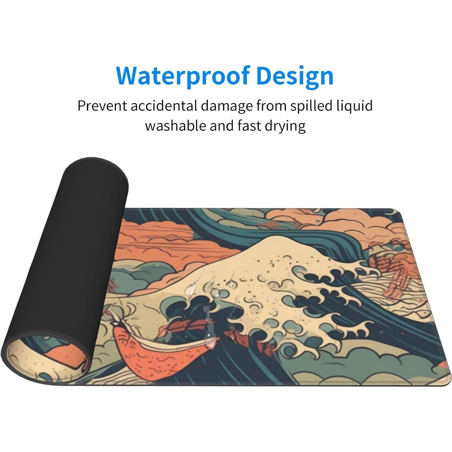 Alfombrilla de Ratón Wallacely XL Ola Japonesa Antideslizante