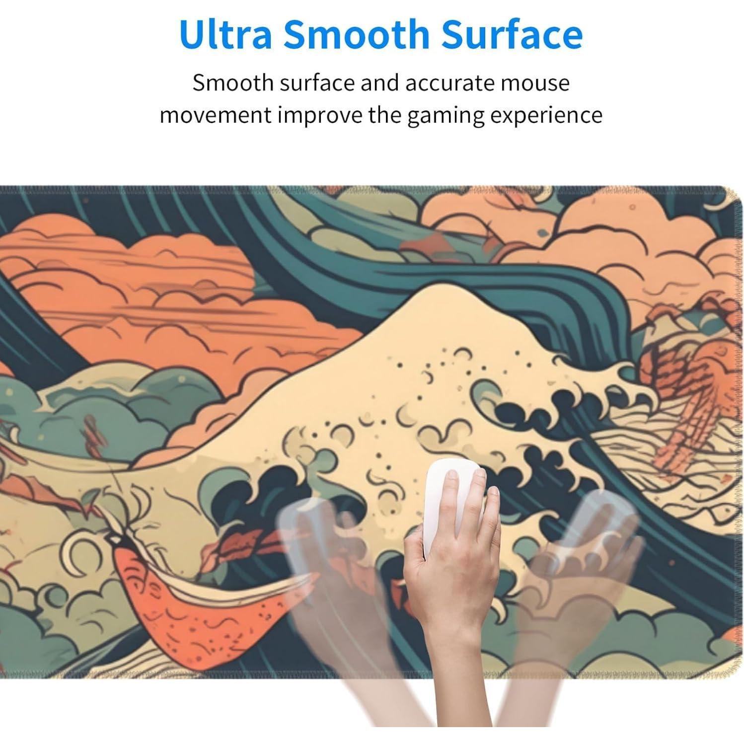 Alfombrilla de Ratón Wallacely XL Ola Japonesa Antideslizante