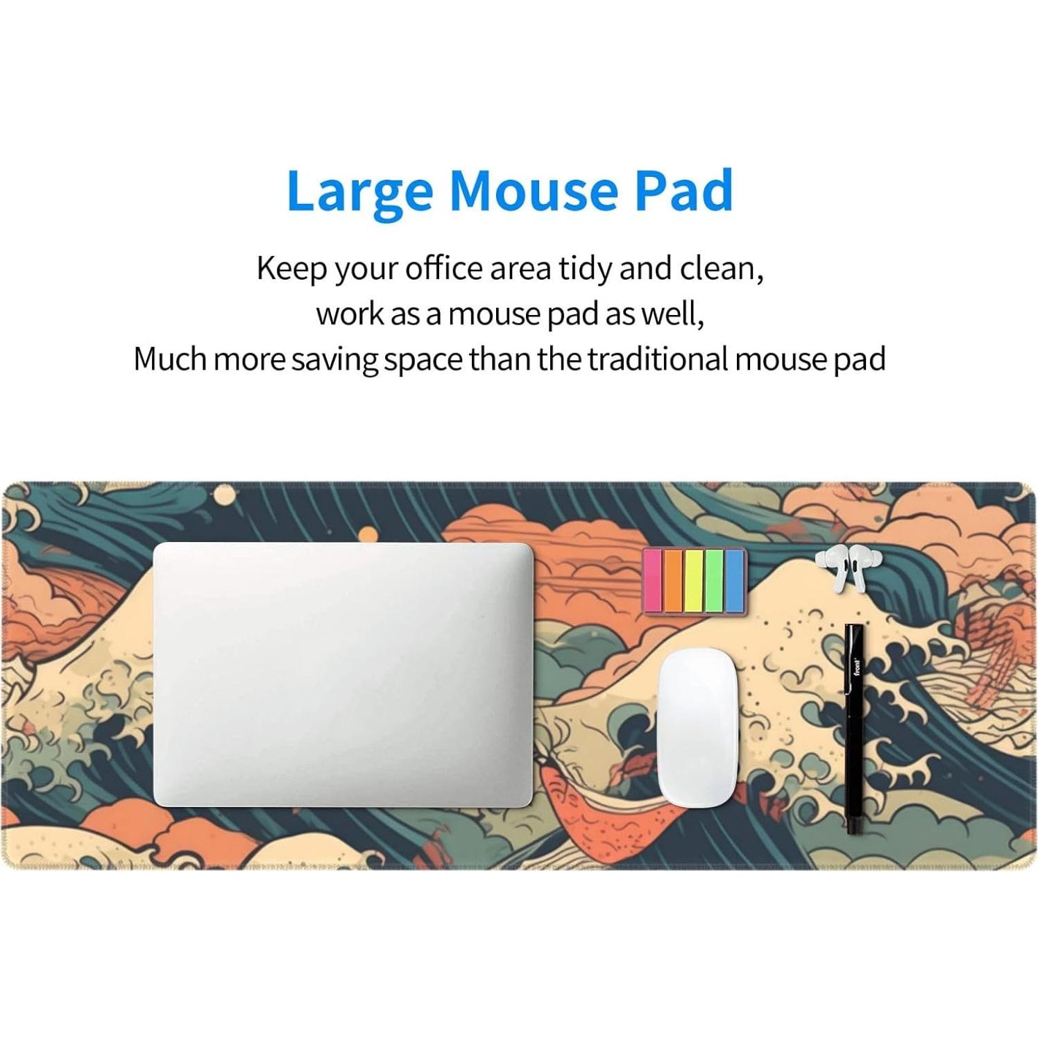 Alfombrilla de Ratón Wallacely XL Ola Japonesa Antideslizante