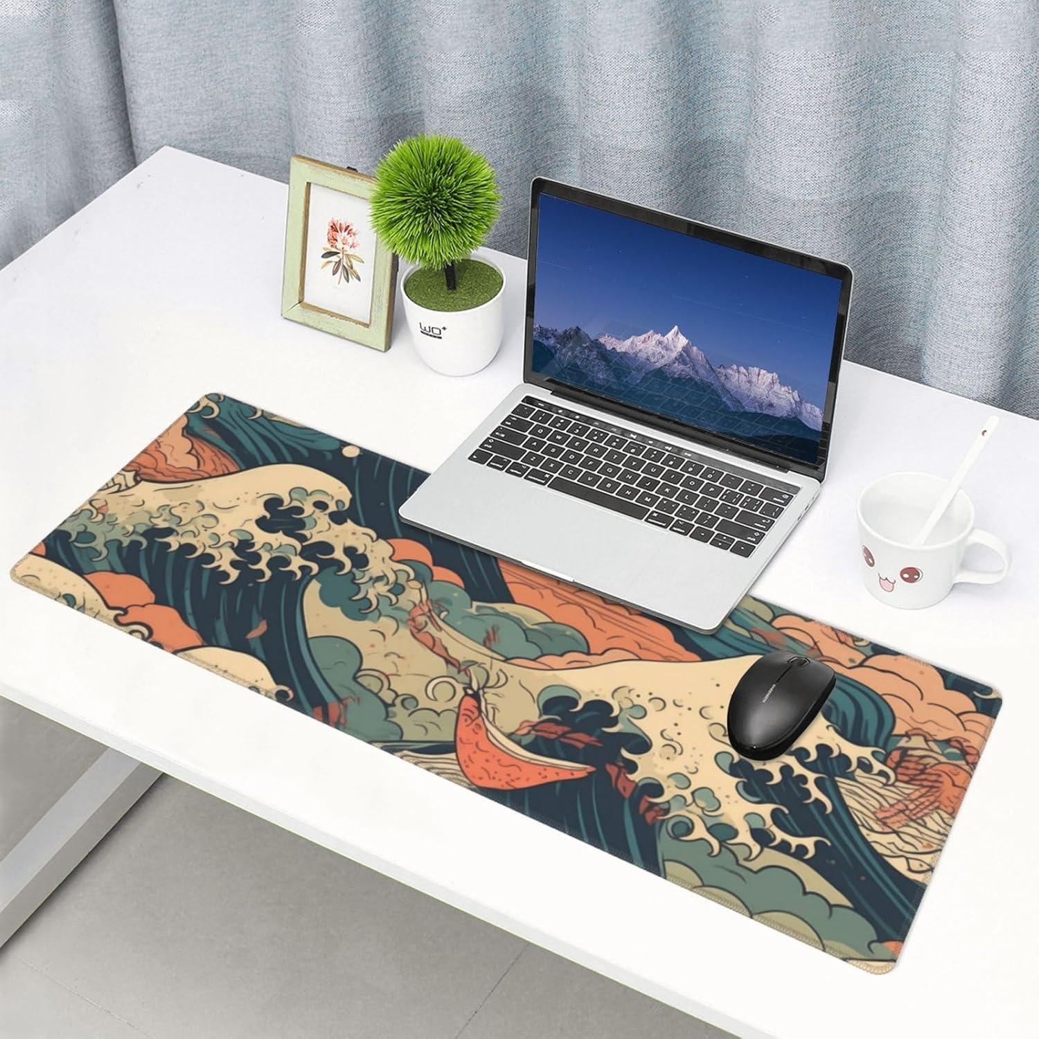 Alfombrilla de Ratón Wallacely XL Ola Japonesa Antideslizante