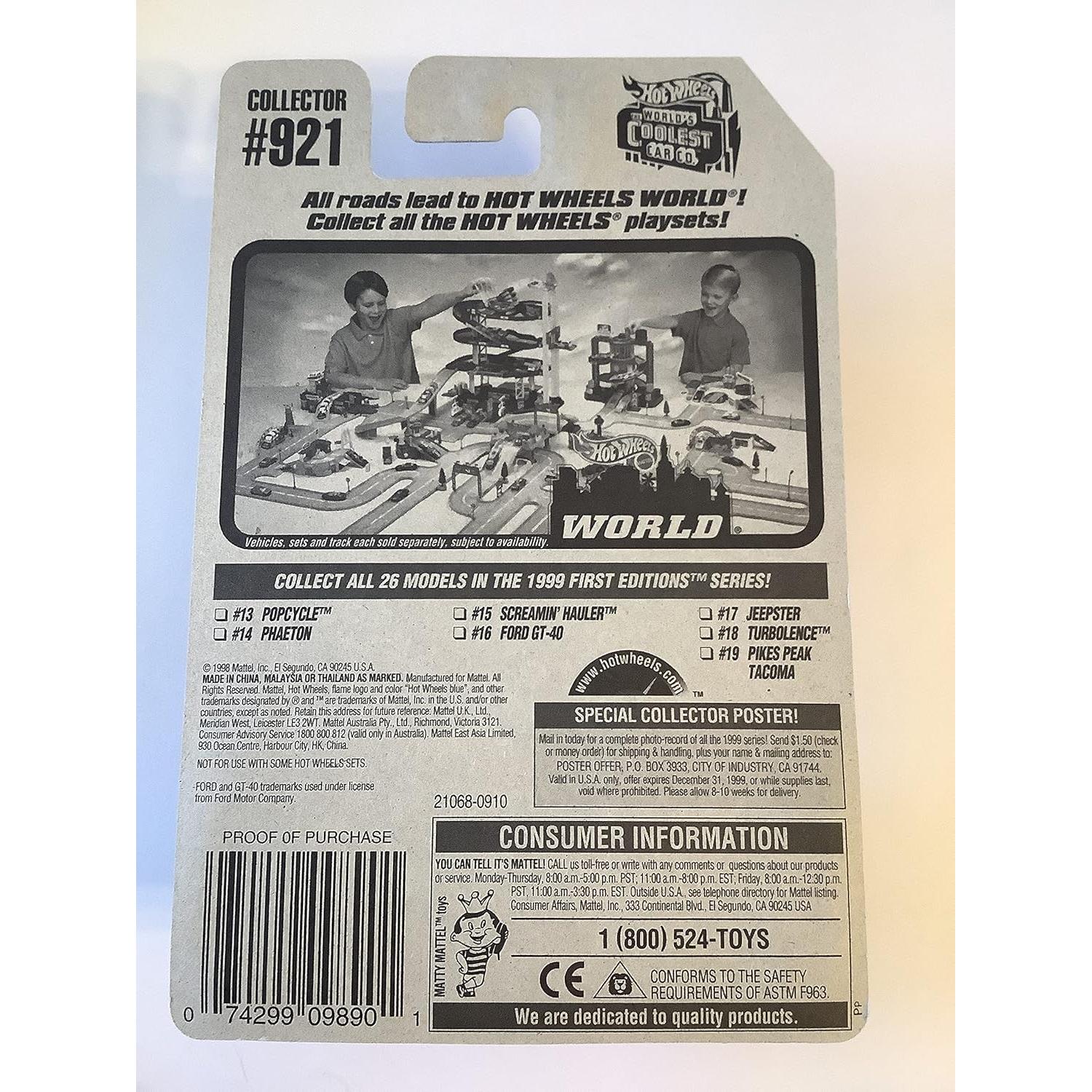 Hot Wheels Mattel 1999 Ford GT-40 1:64 Escala Azul