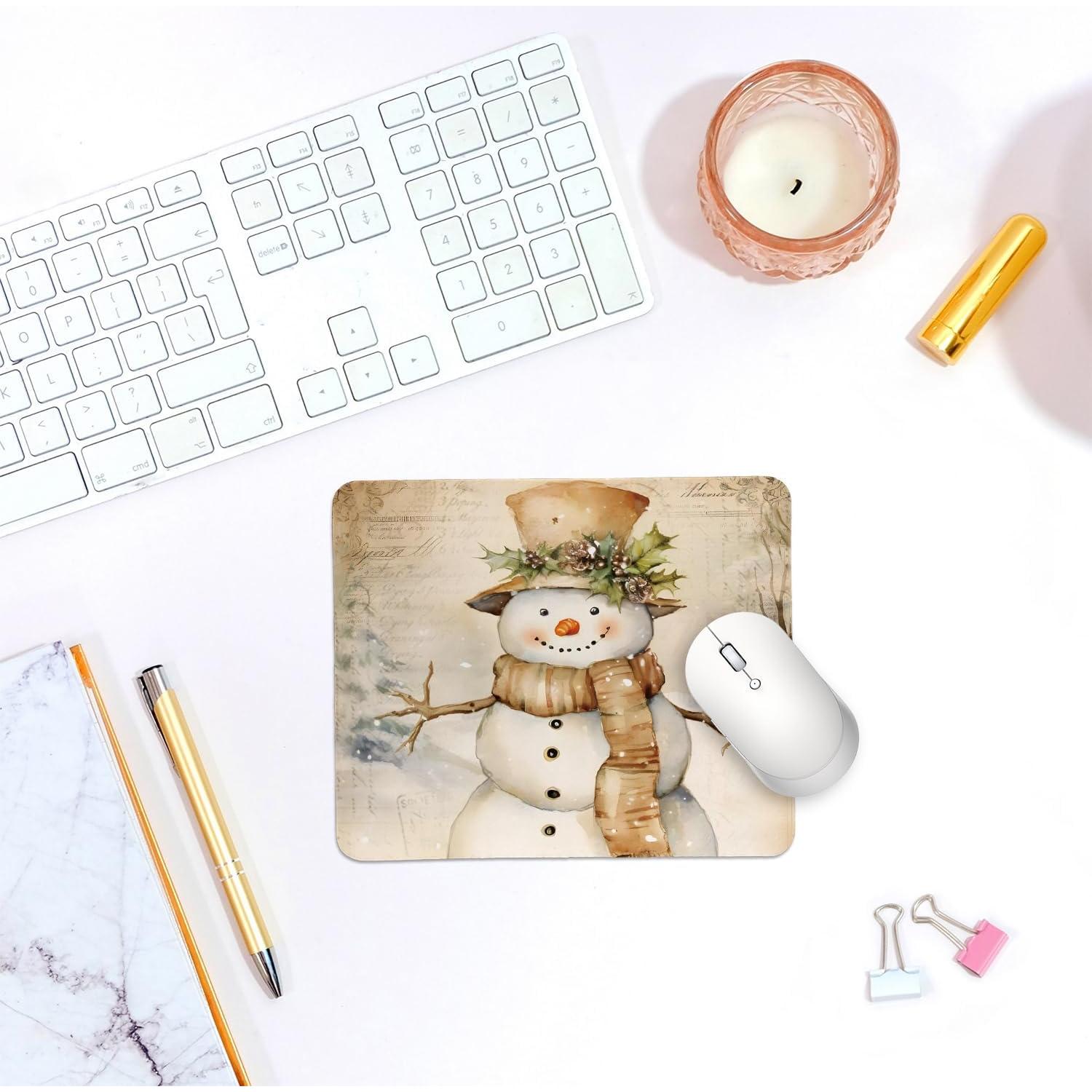 Alfombrilla de Ratón QIYUHOY Muñeco de Nieve 20x24 cm Antideslizante
