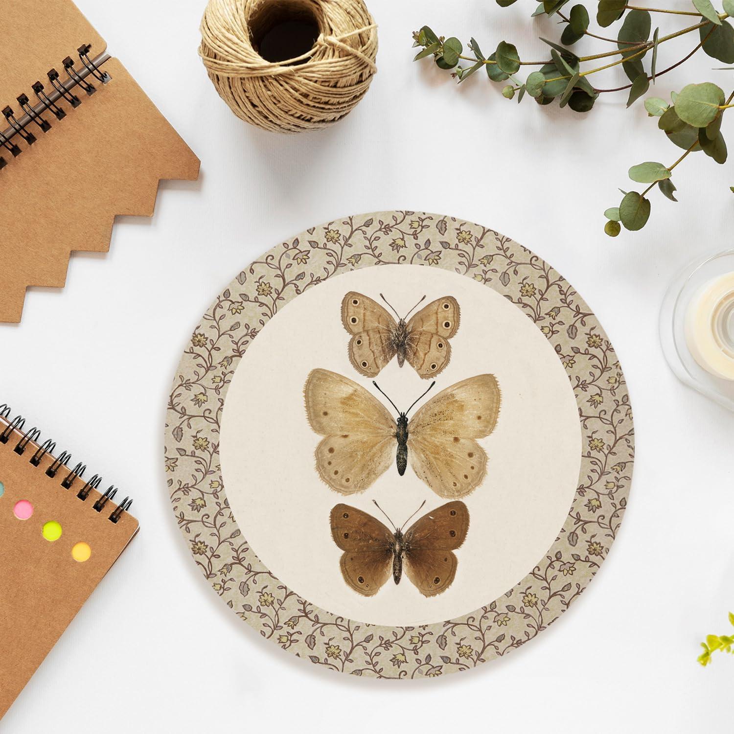 Alfombrilla de Ratón NaZaUK Vintage Mariposa 22x22 cm