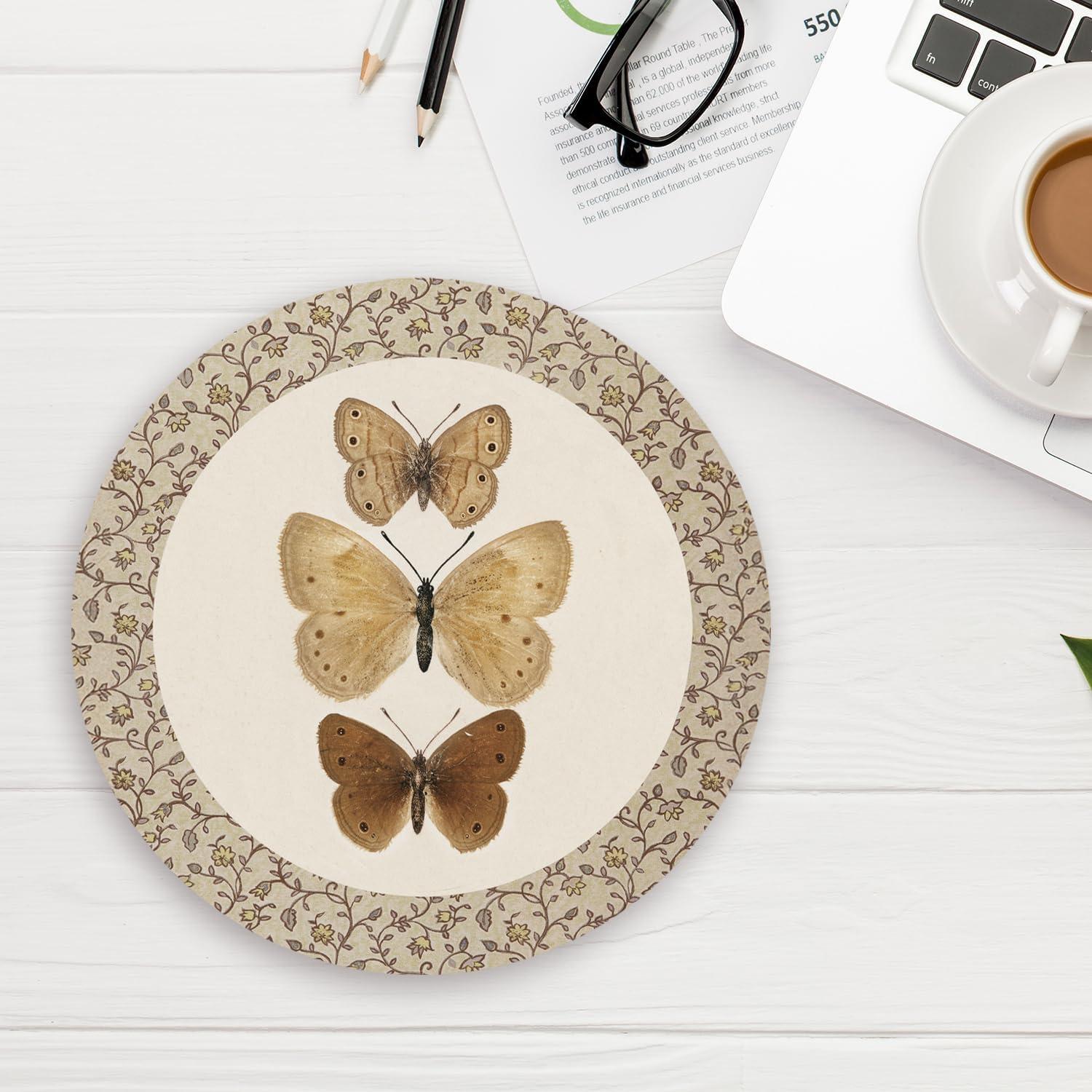 Alfombrilla de Ratón NaZaUK Vintage Mariposa 22x22 cm