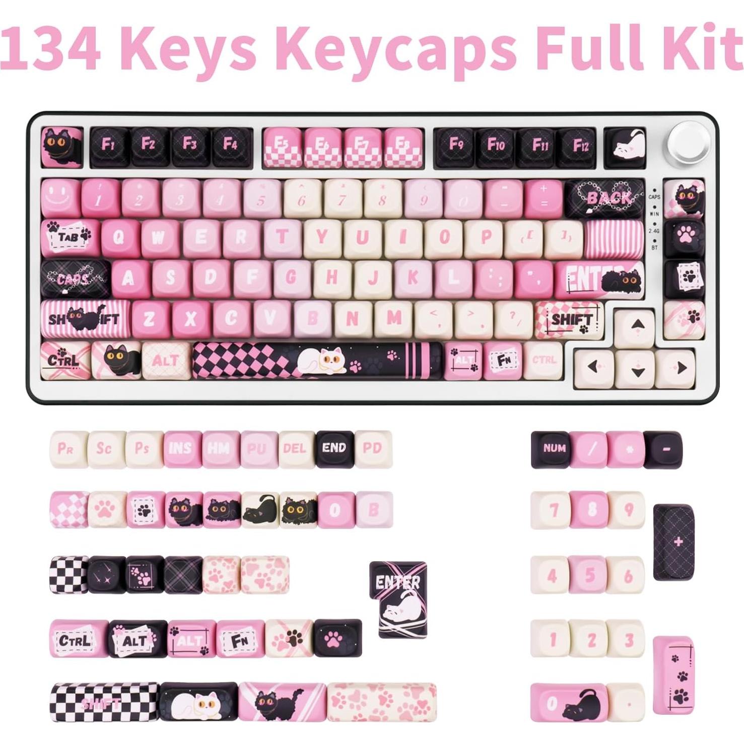 Juego de Teclas PBT MOA 134 Teclas Gato Lindas COOMICKEY