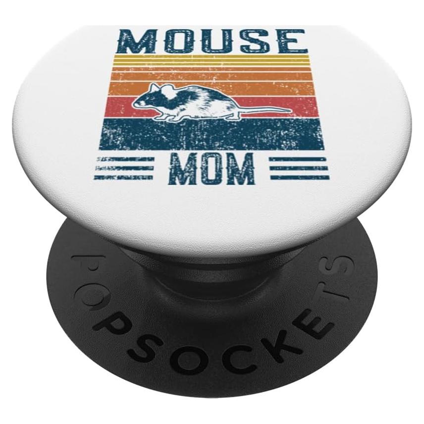 PopSocket Estándar PopGrip Negro con Diseño Retro Ratón