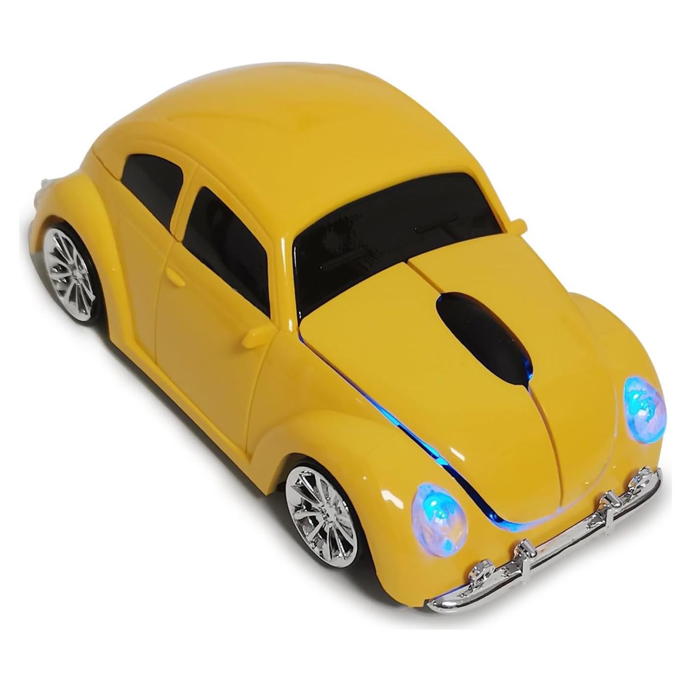 Ratón Inalámbrico WUQIDA en Forma de Coche Amarillo 1600 DPI