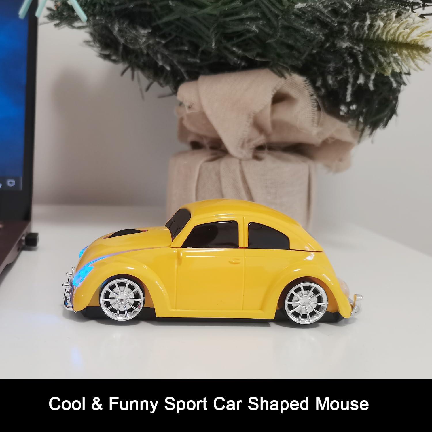 Ratón Inalámbrico WUQIDA en Forma de Coche Amarillo 1600 DPI