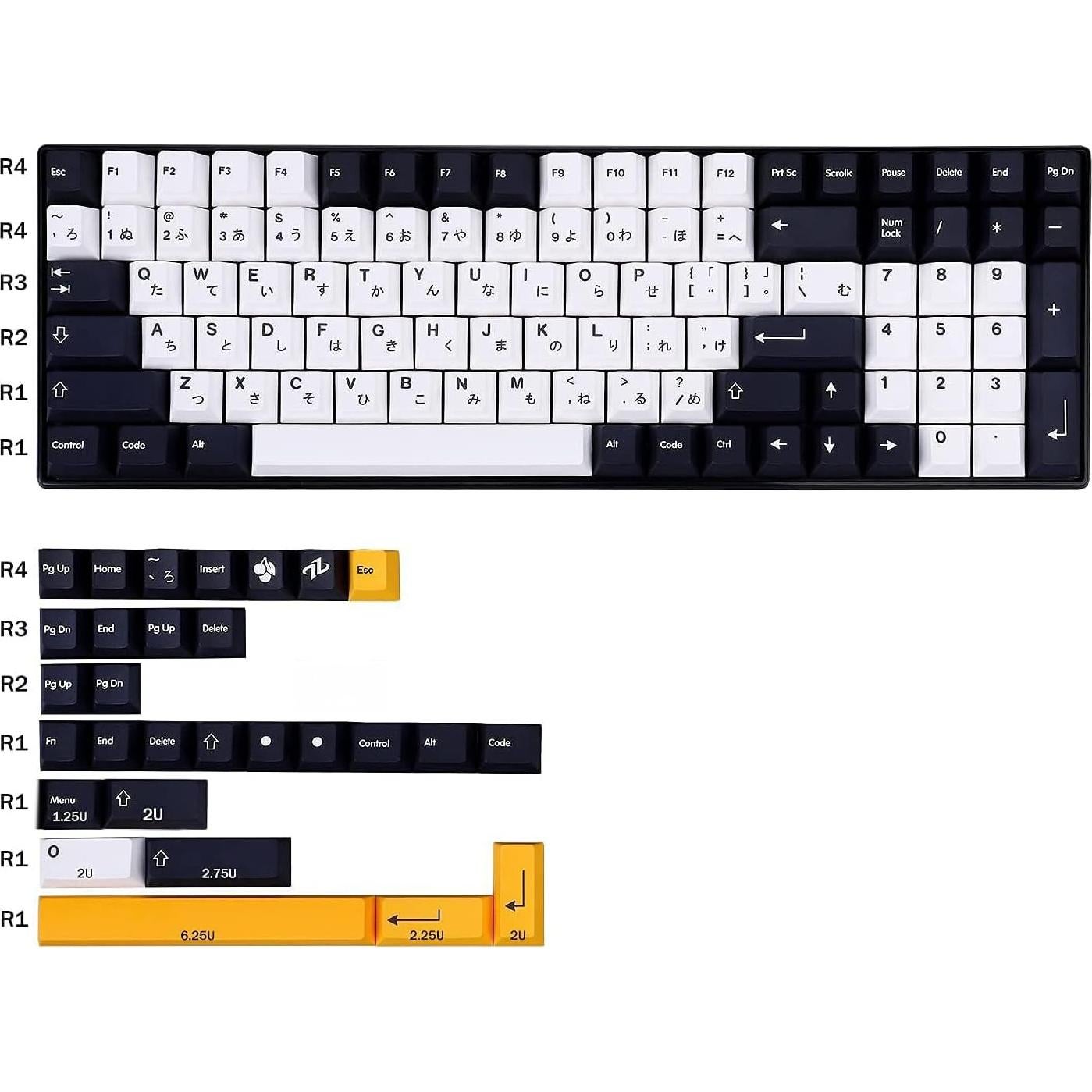 Teclas PBT Japonesas 133 Teclas Gliging Cherry Perfil