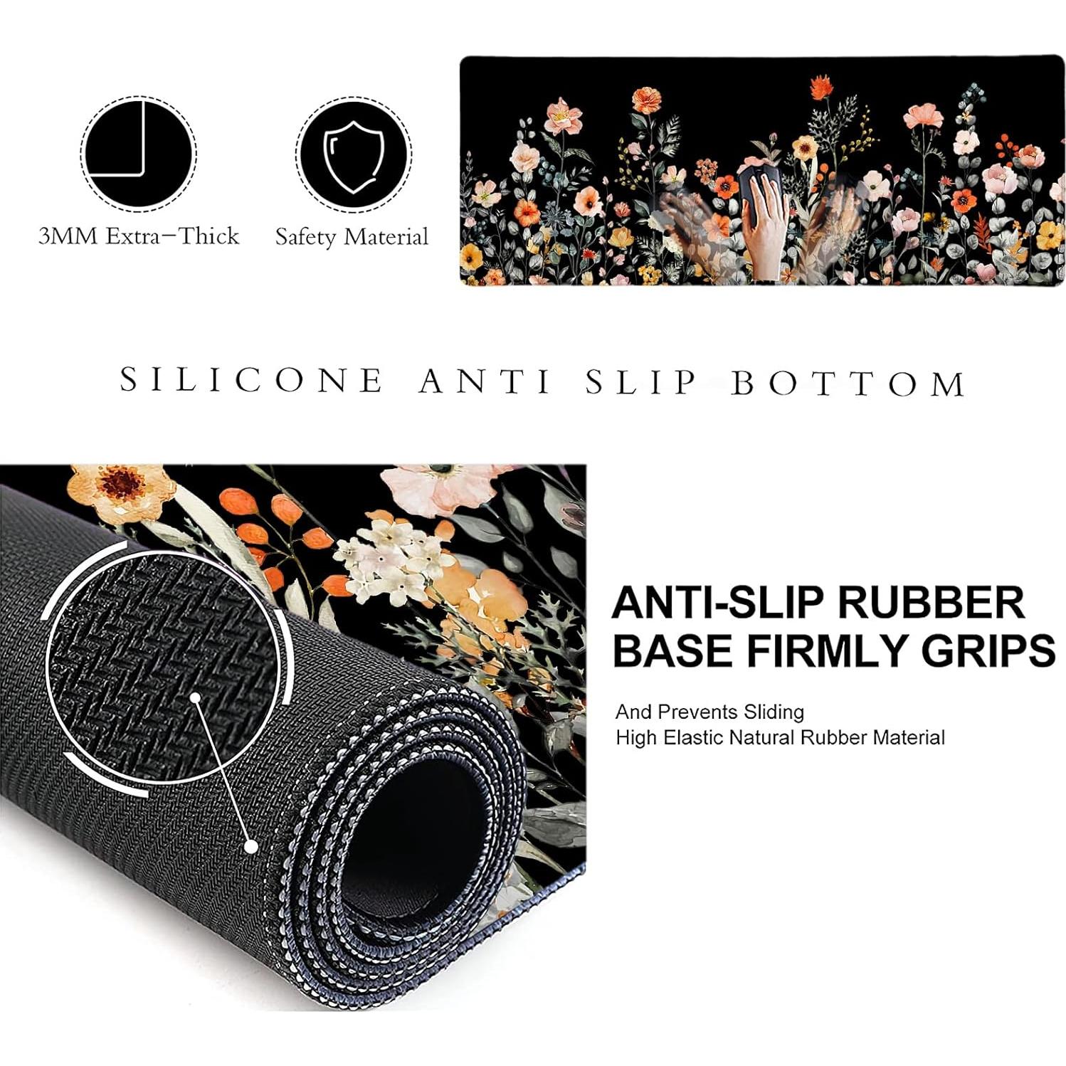 Alfombrilla de Ratón Antideslizante LTHAOGUO Floral 800x300mm