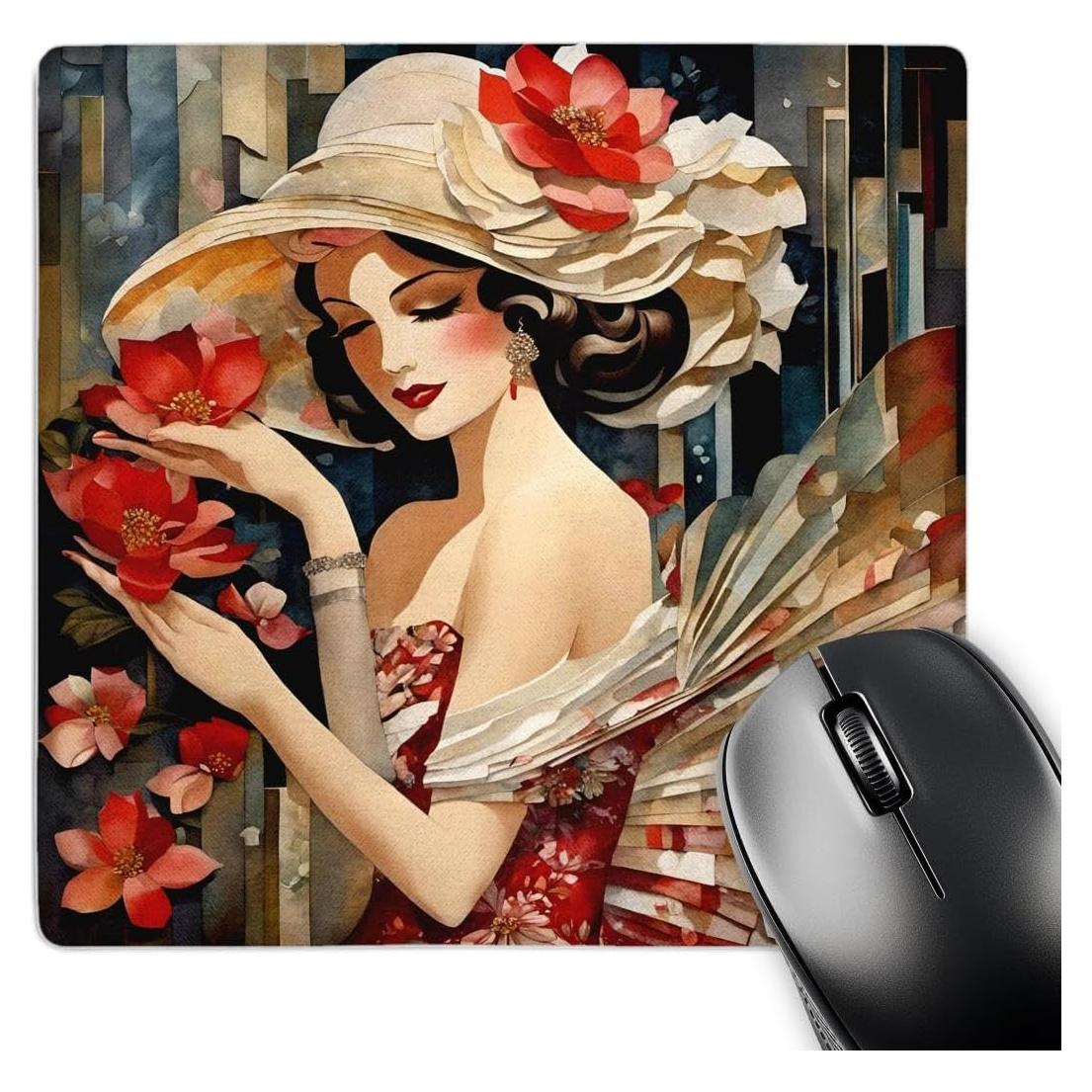 Alfombrilla para Ratón 3dRose Collage Mujer Vintage 20x20 cm