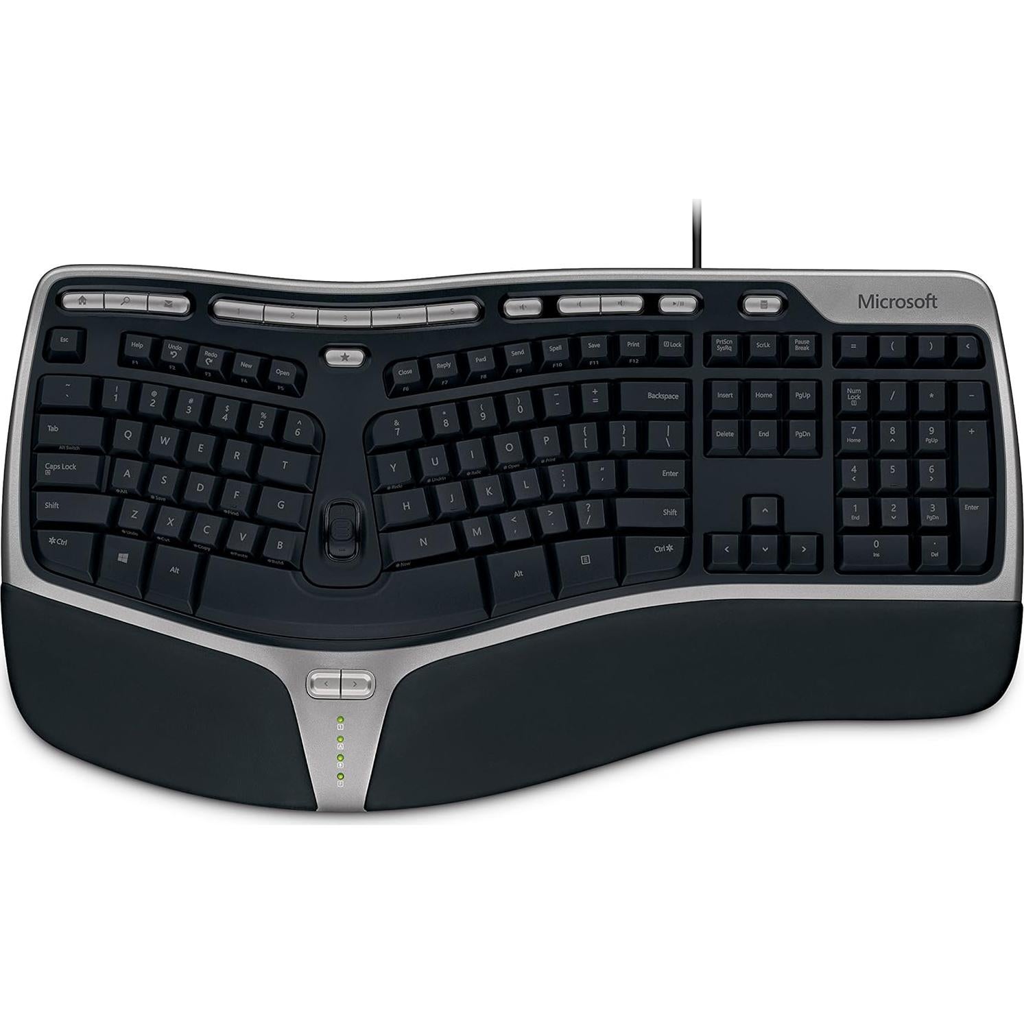 Teclado Ergonómico Natural Microsoft 4000 con Cable Negro