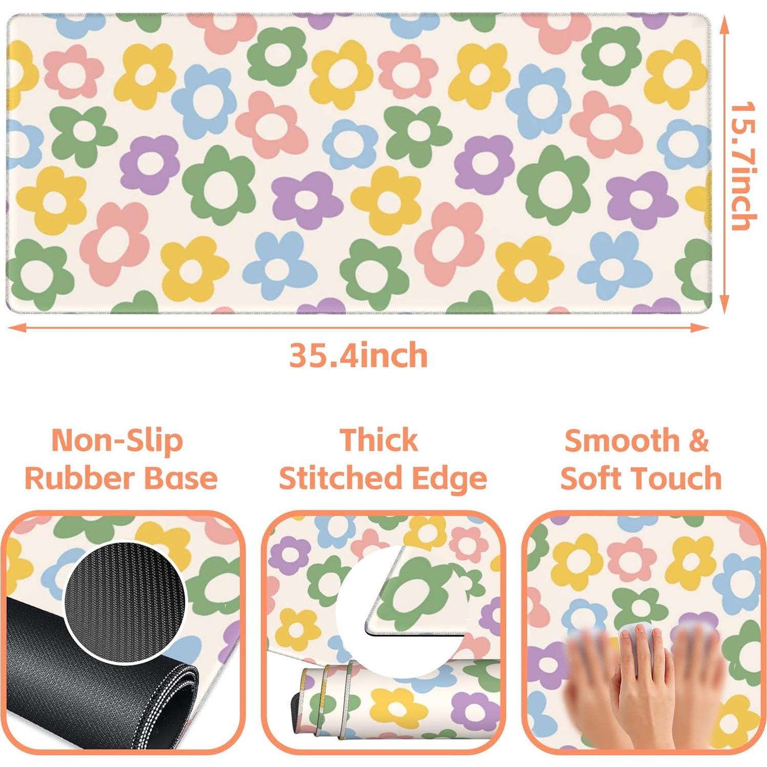 Alfombrilla de Ratón Grande NIYLYNSYN Flores Psicodélicas 90x40cm