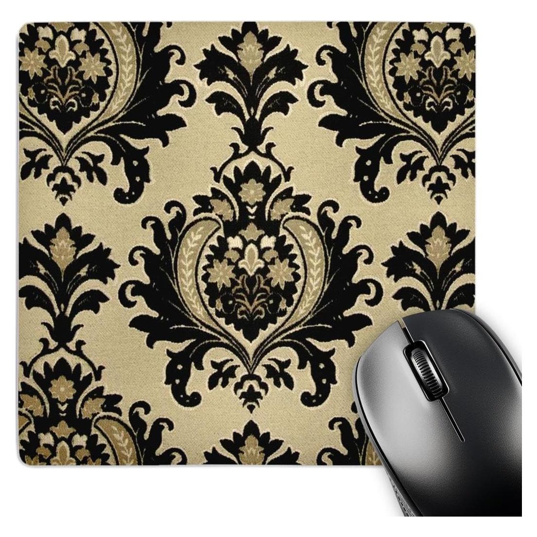 Mouse Pad Cuadrado 3dRose Vintage Negro/Dorado 20.32cm