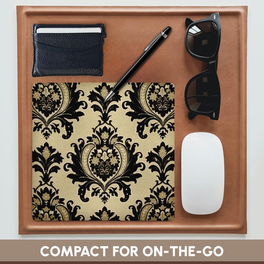 Mouse Pad Cuadrado 3dRose Vintage Negro/Dorado 20.32cm