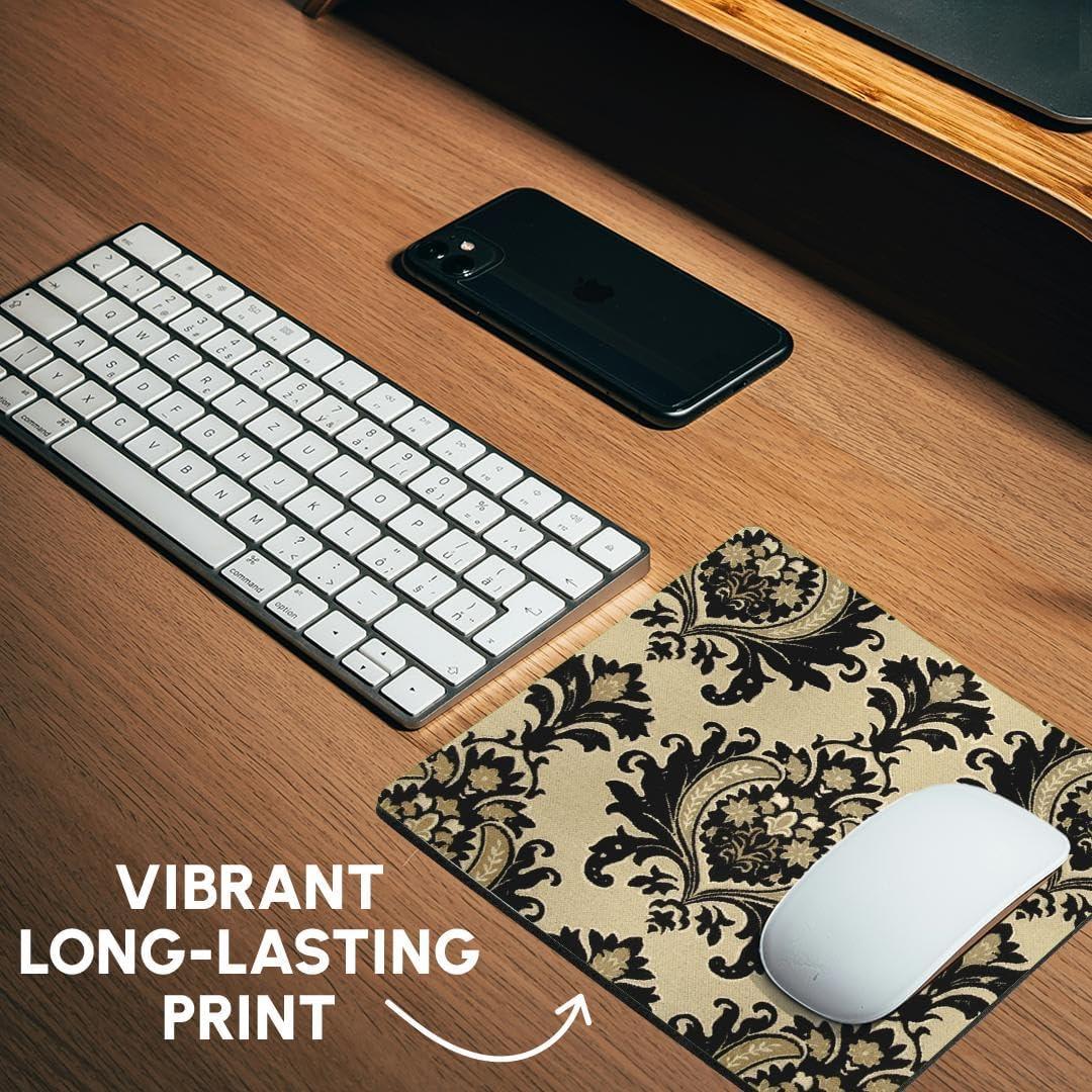 Mouse Pad Cuadrado 3dRose Vintage Negro/Dorado 20.32cm