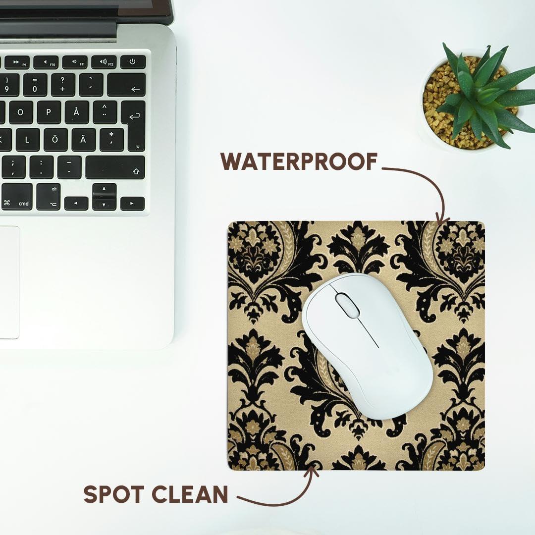 Mouse Pad Cuadrado 3dRose Vintage Negro/Dorado 20.32cm