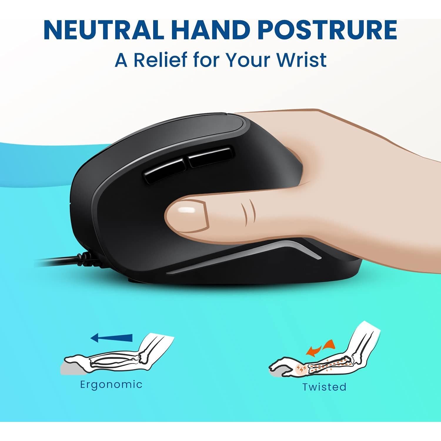 Ratón Vertical Ergonómico Perixx PERIMICE-515II 1000/1600 DPI