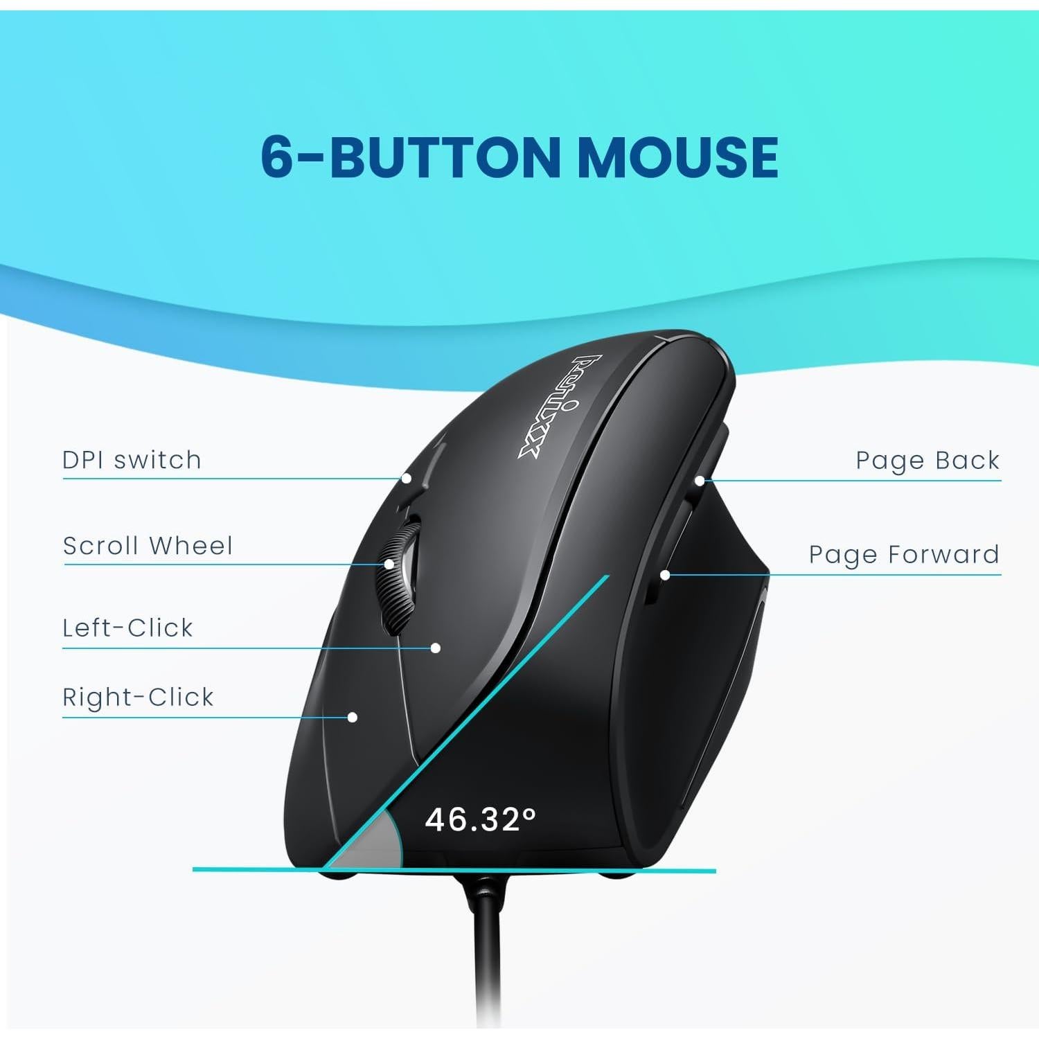 Ratón Vertical Ergonómico Perixx PERIMICE-515II 1000/1600 DPI