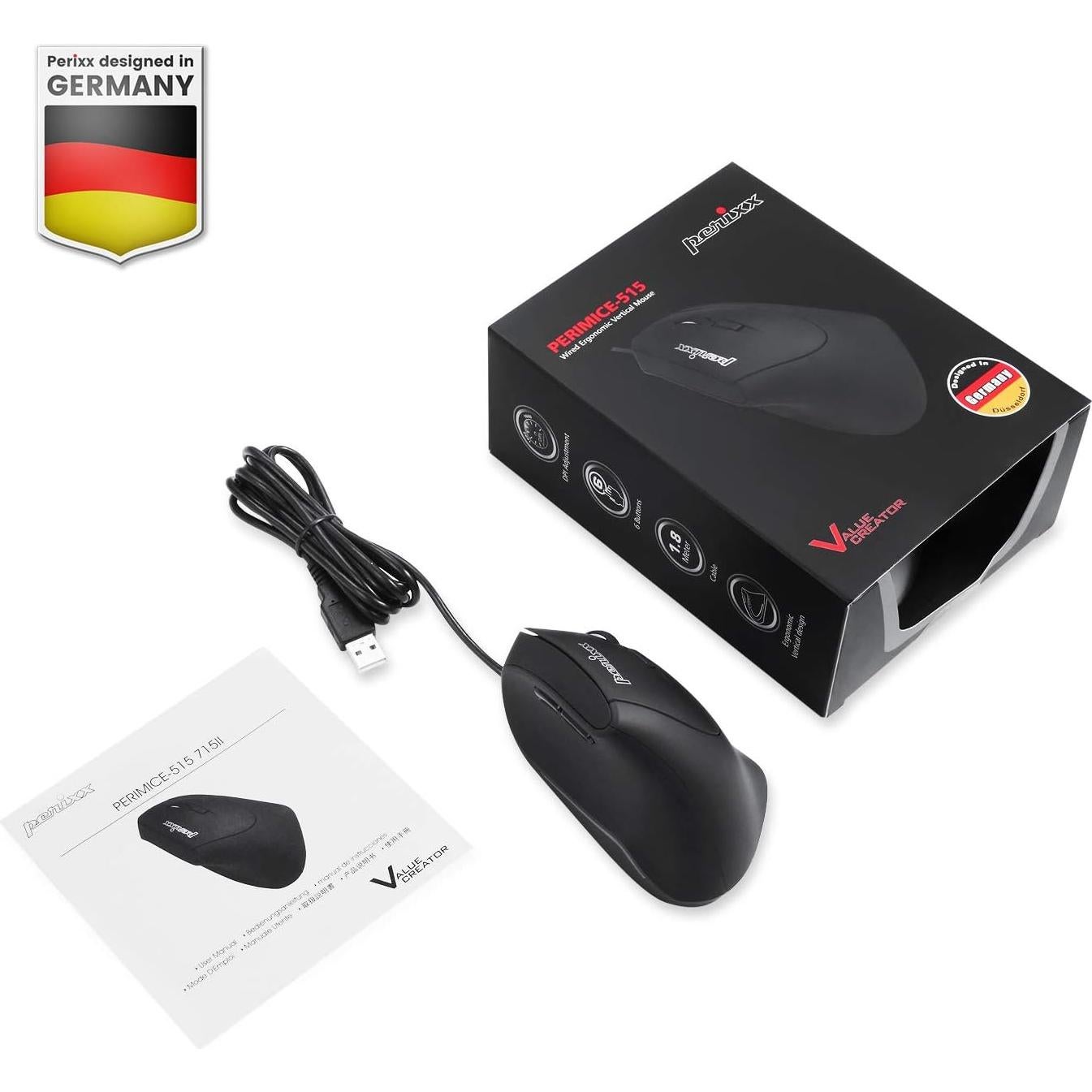 Ratón Vertical Ergonómico Perixx PERIMICE-515II 1000/1600 DPI