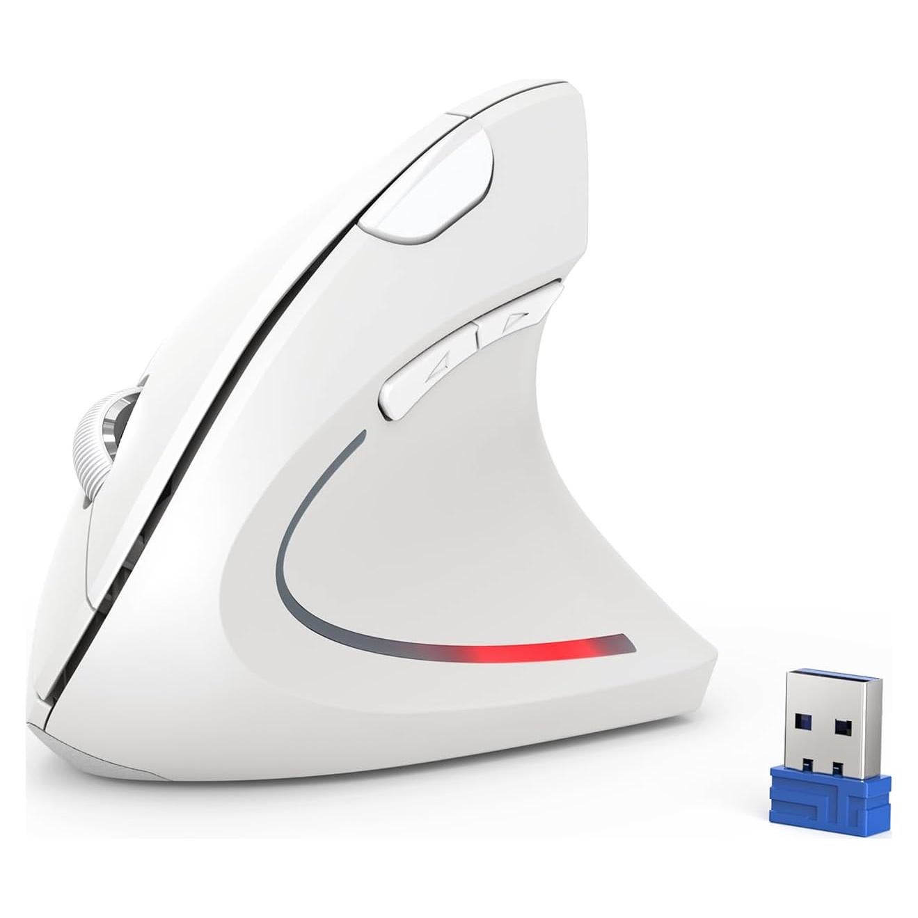 Ratón Vertical Ergonómico TECKNET Inalámbrico 5 DPI Ajustables Blanco