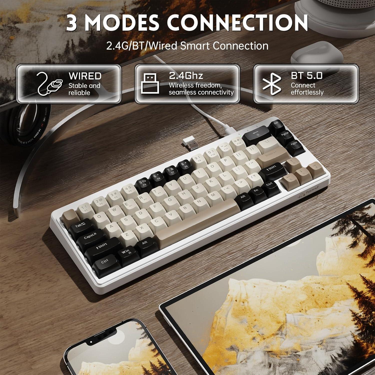 Teclado Gaming Inalámbrico MANBASNAKE M68 67 Teclas PBT Negro