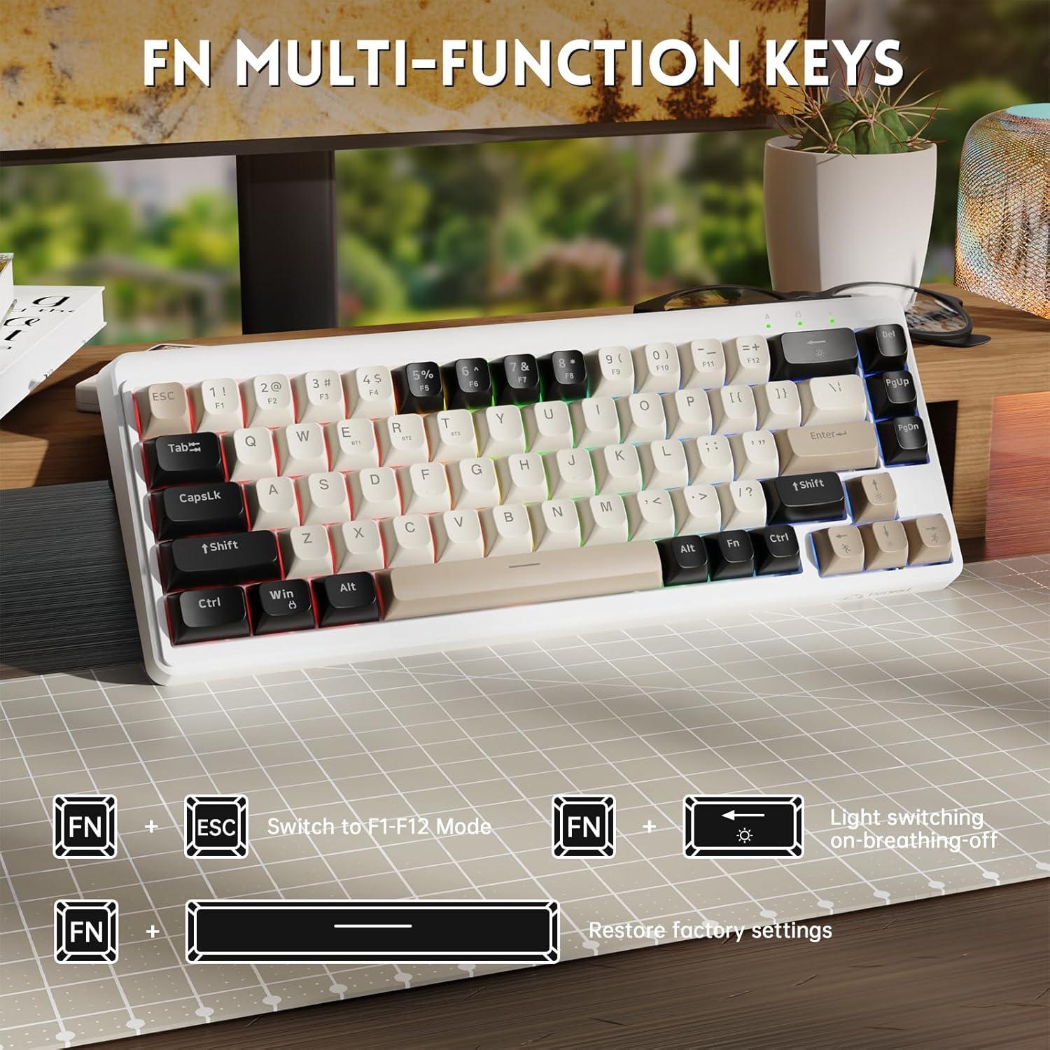 Teclado Gaming Inalámbrico MANBASNAKE M68 67 Teclas PBT Negro