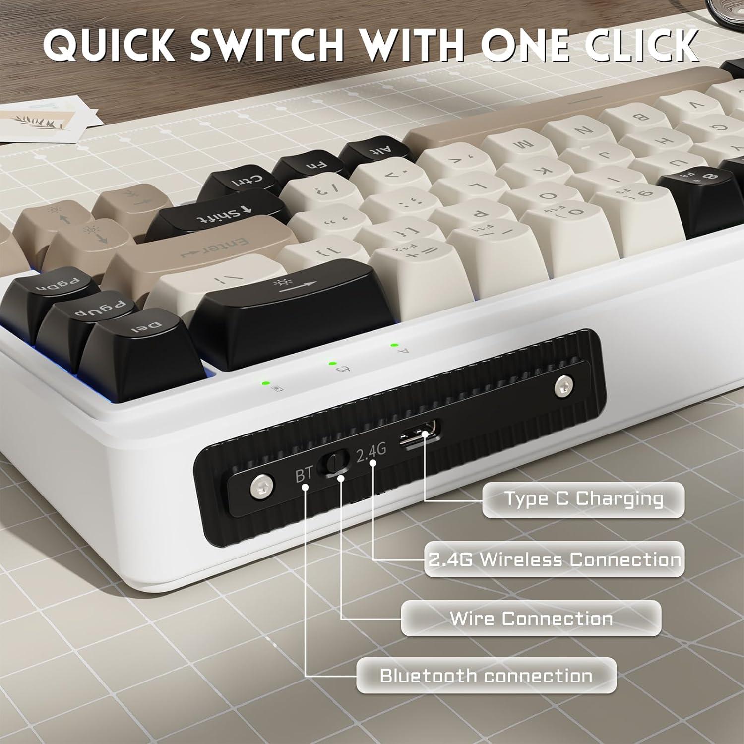 Teclado Gaming Inalámbrico MANBASNAKE M68 67 Teclas PBT Negro