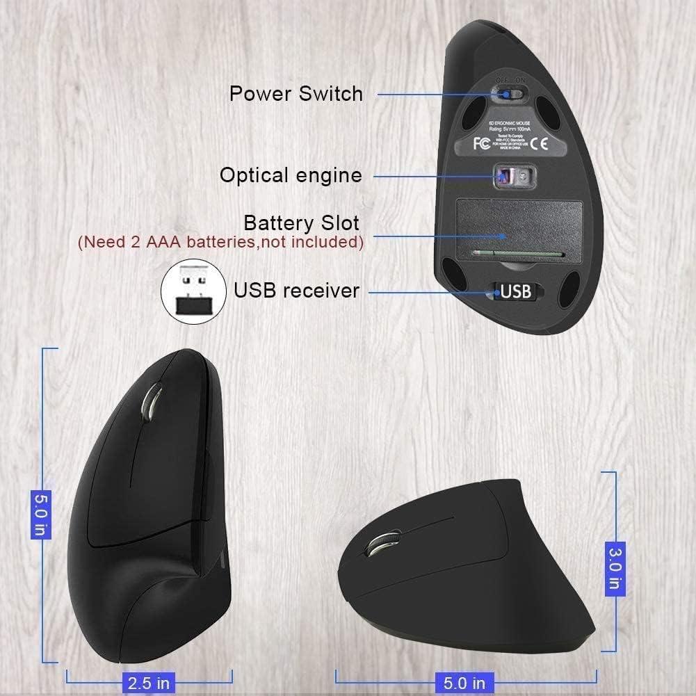 Ratón Vertical Inalámbrico Ergonómico BeWishes para Zurdos 3 DPI