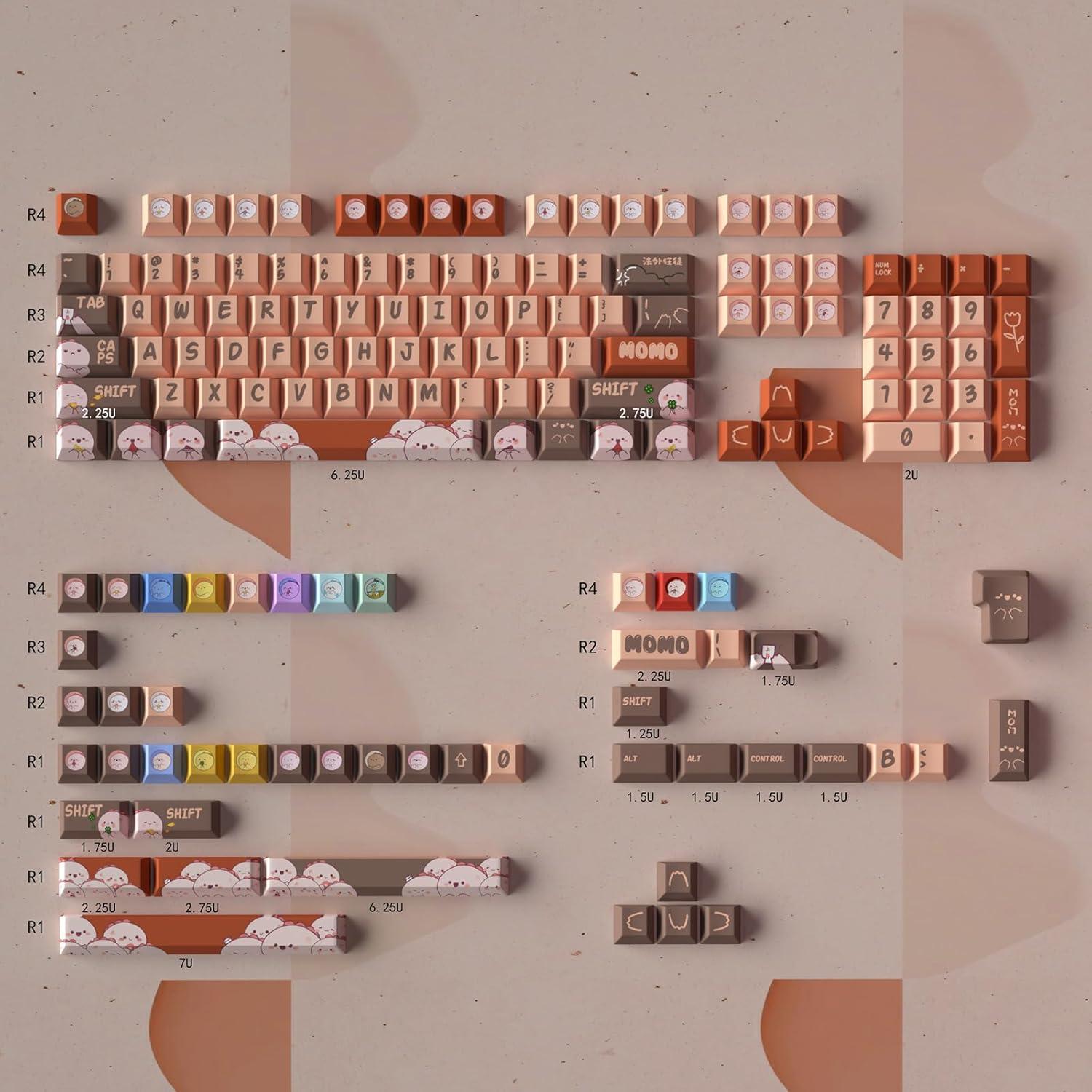 Teclas Mecánicas Gliging 152 PBT Cherry MX ISO/ANSI Marrón