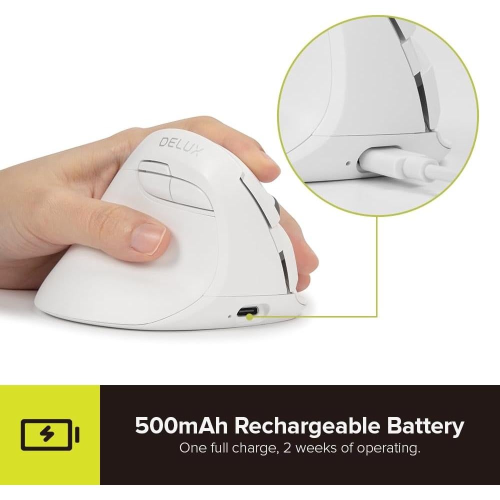 Ratón Vertical Ergonómico DELUX M618ZD para Mano Izquierda