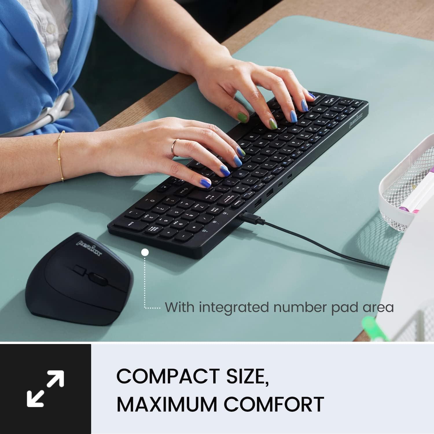 Teclado Perixx PERIBOARD-215B USB-C con 4 Puertos Integrados