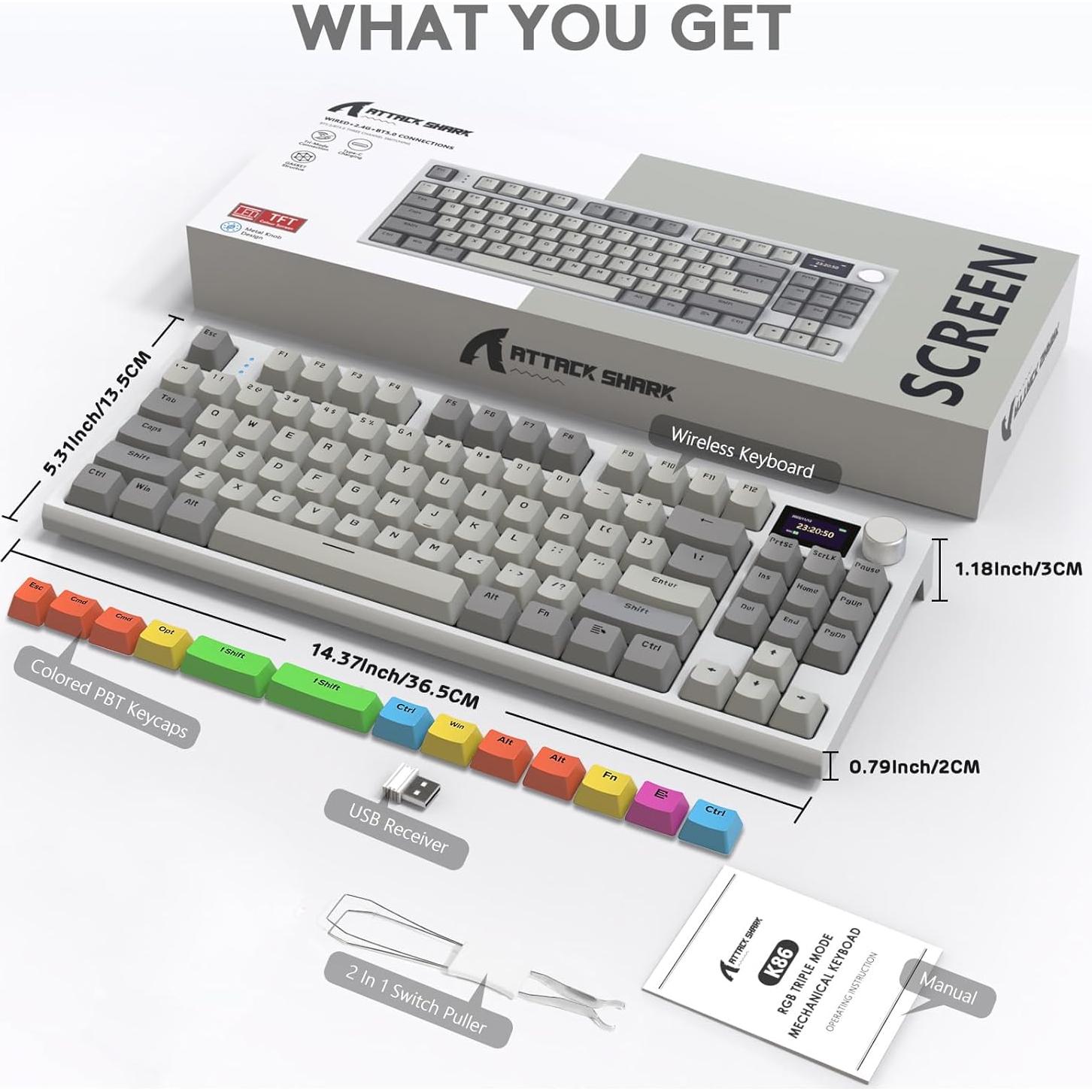 Teclado Mecánico Inalámbrico MAMBASNAKE K86 RGB 1.2" TFT