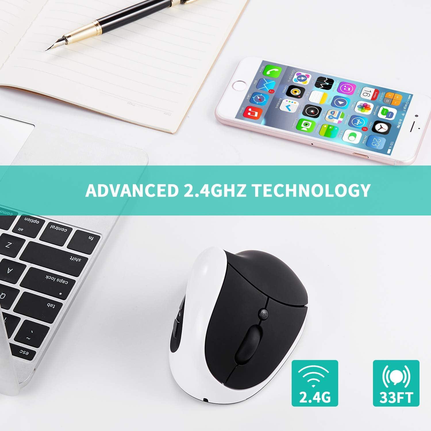 Ratón Ergonómico Vertical Inalámbrico AURTEC para Zurdos Blanco