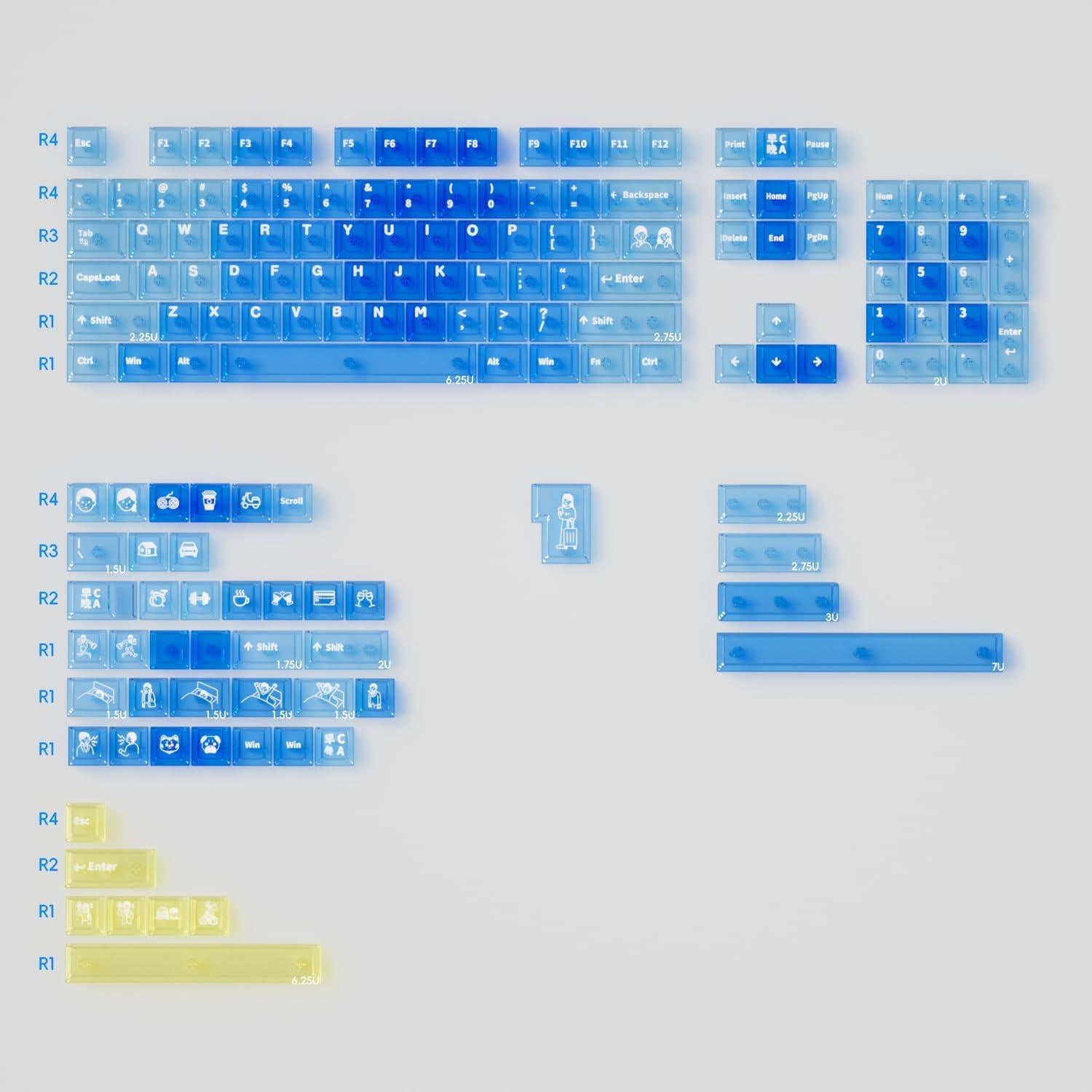 Juego de Teclas Transparentes Azules SUEHIODHY 150 Piezas MX