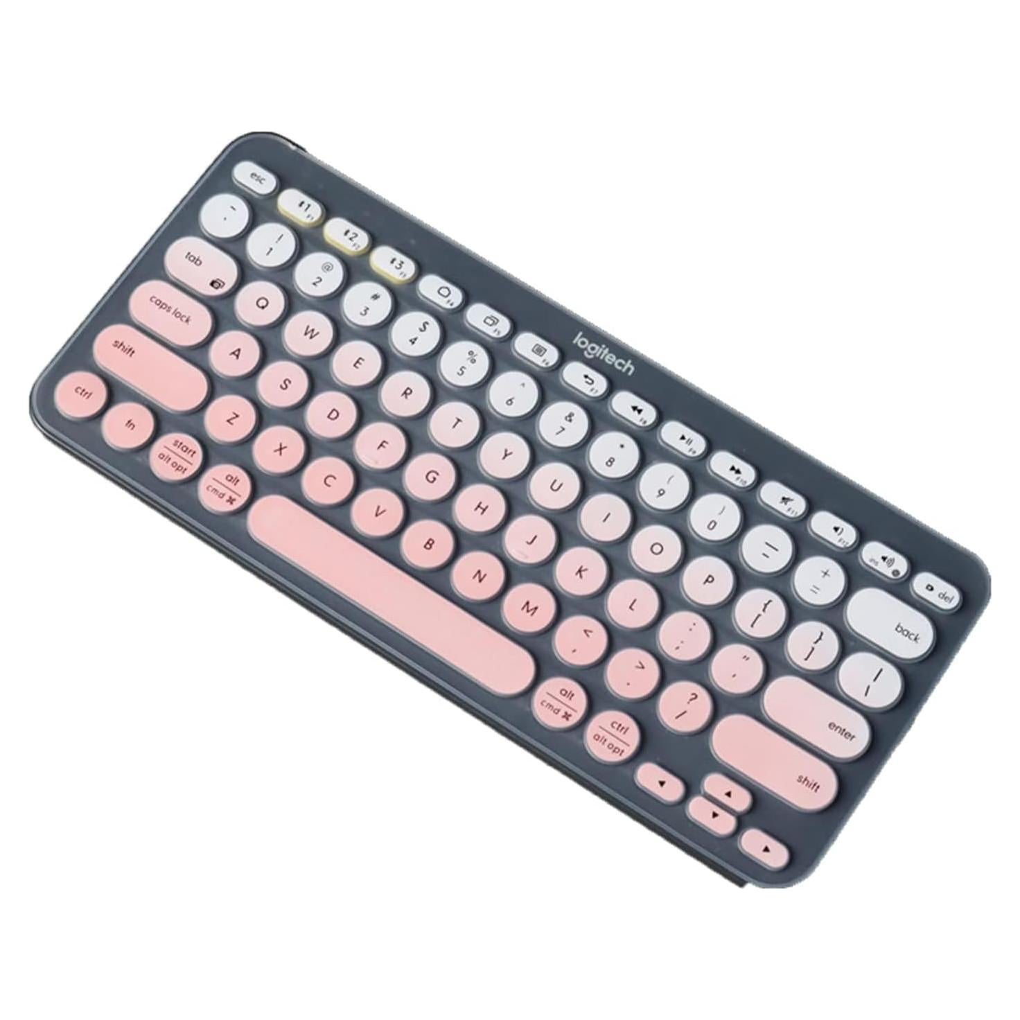 Keyboard Cover Ultra-Thin Silicone for Logitech K380, Keyboard Cover for Logitech K380 Wireless Keyboard, Waterproof Dustproof Keyboard Skin (Gradient Pink)