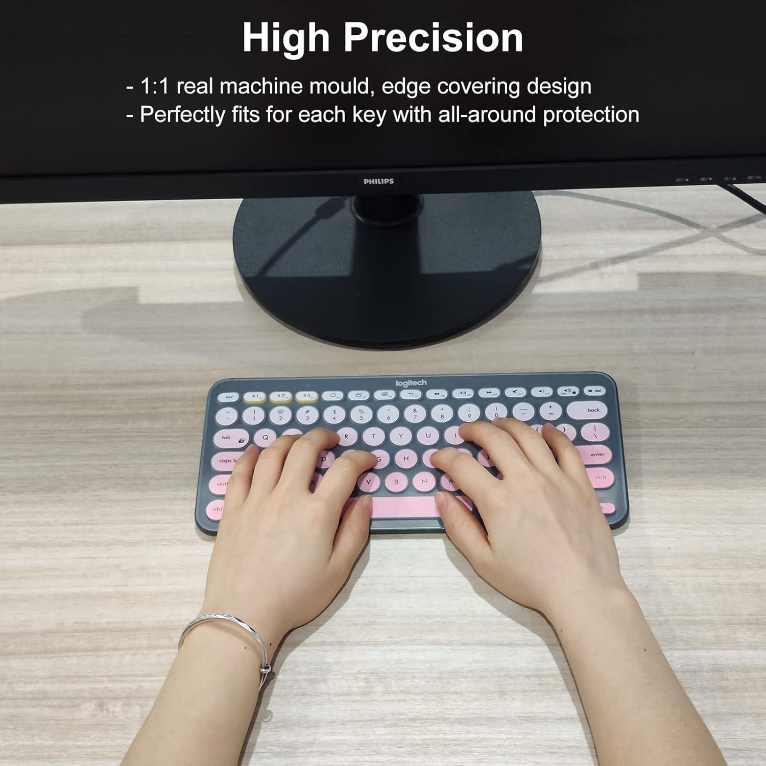 Keyboard Cover Ultra-Thin Silicone for Logitech K380, Keyboard Cover for Logitech K380 Wireless Keyboard, Waterproof Dustproof Keyboard Skin (Gradient Pink)