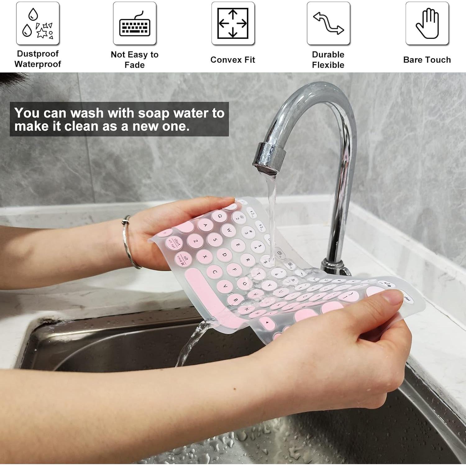 Keyboard Cover Ultra-Thin Silicone for Logitech K380, Keyboard Cover for Logitech K380 Wireless Keyboard, Waterproof Dustproof Keyboard Skin (Gradient Pink)