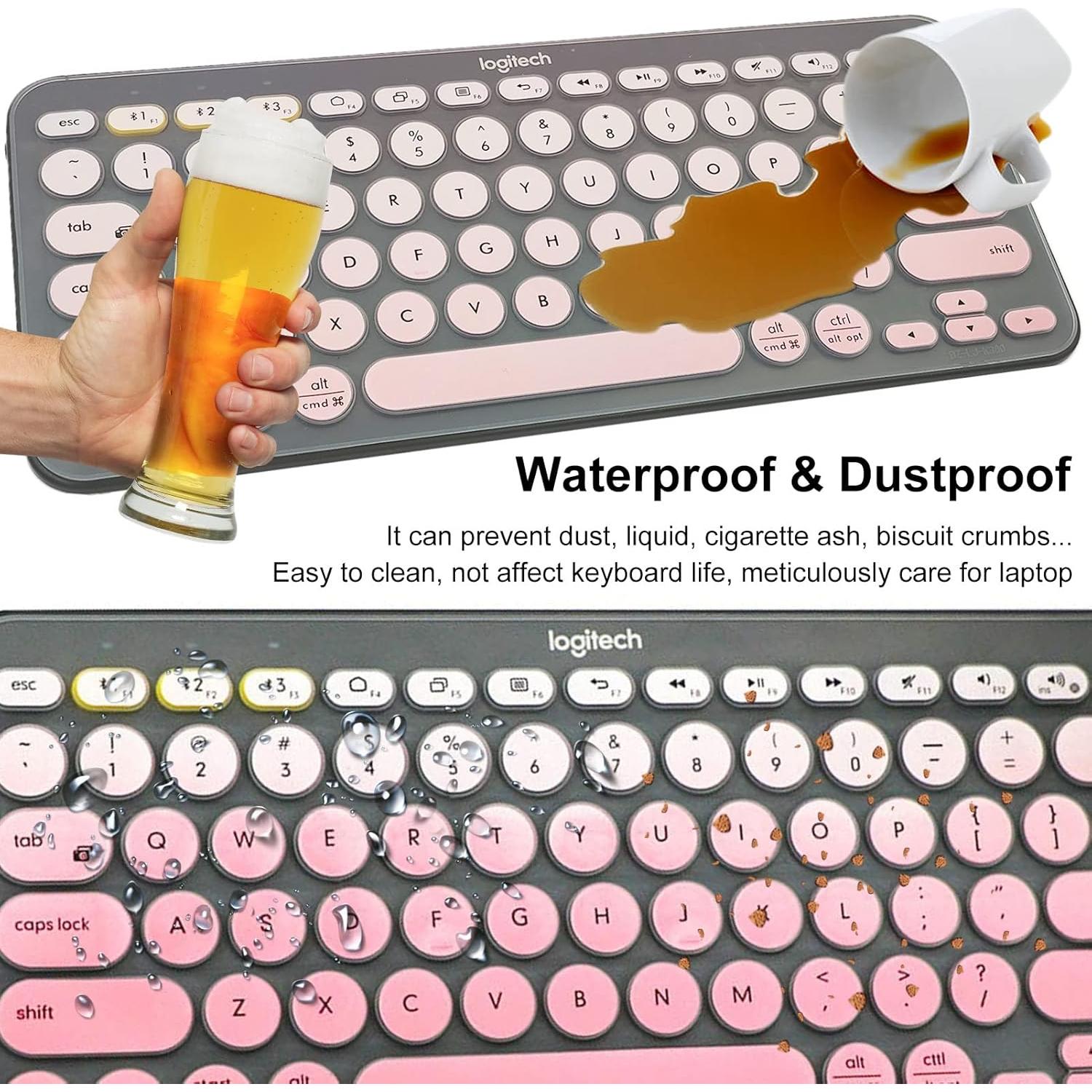 Keyboard Cover Ultra-Thin Silicone for Logitech K380, Keyboard Cover for Logitech K380 Wireless Keyboard, Waterproof Dustproof Keyboard Skin (Gradient Pink)